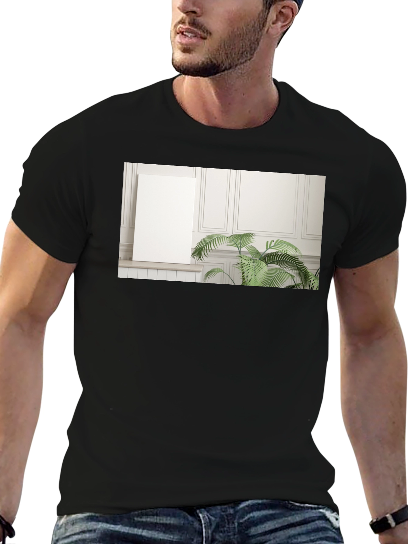 Black Modern Art Print T-Shirt view 6