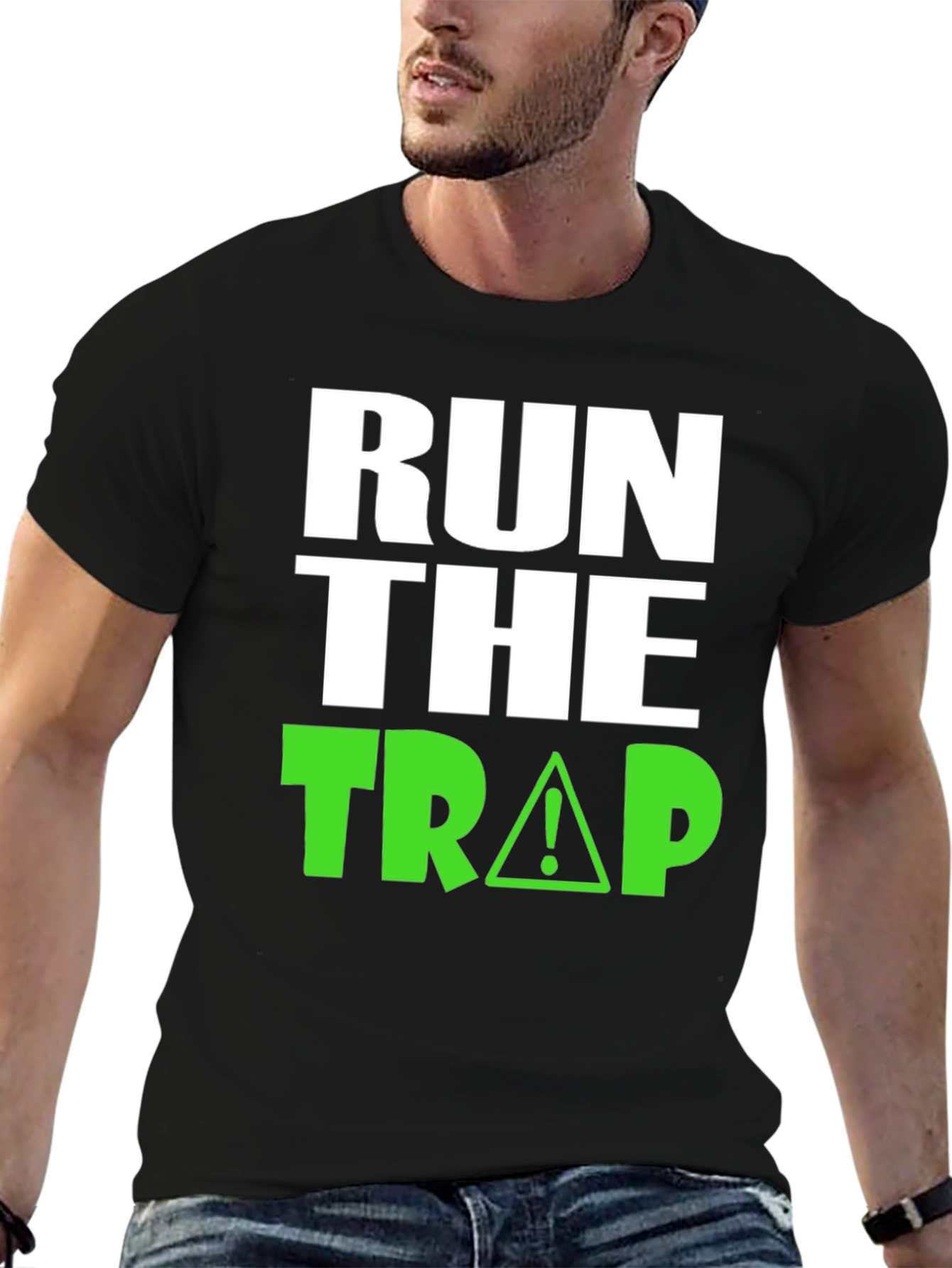 Black Run the Trap Black Graphic T-Shirt view 6