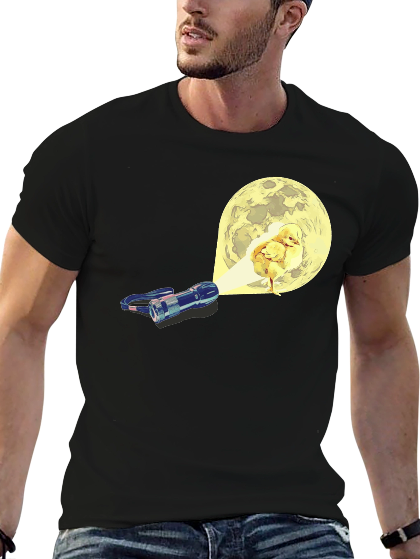 Black Funny Chick Moon T-Shirt view 6