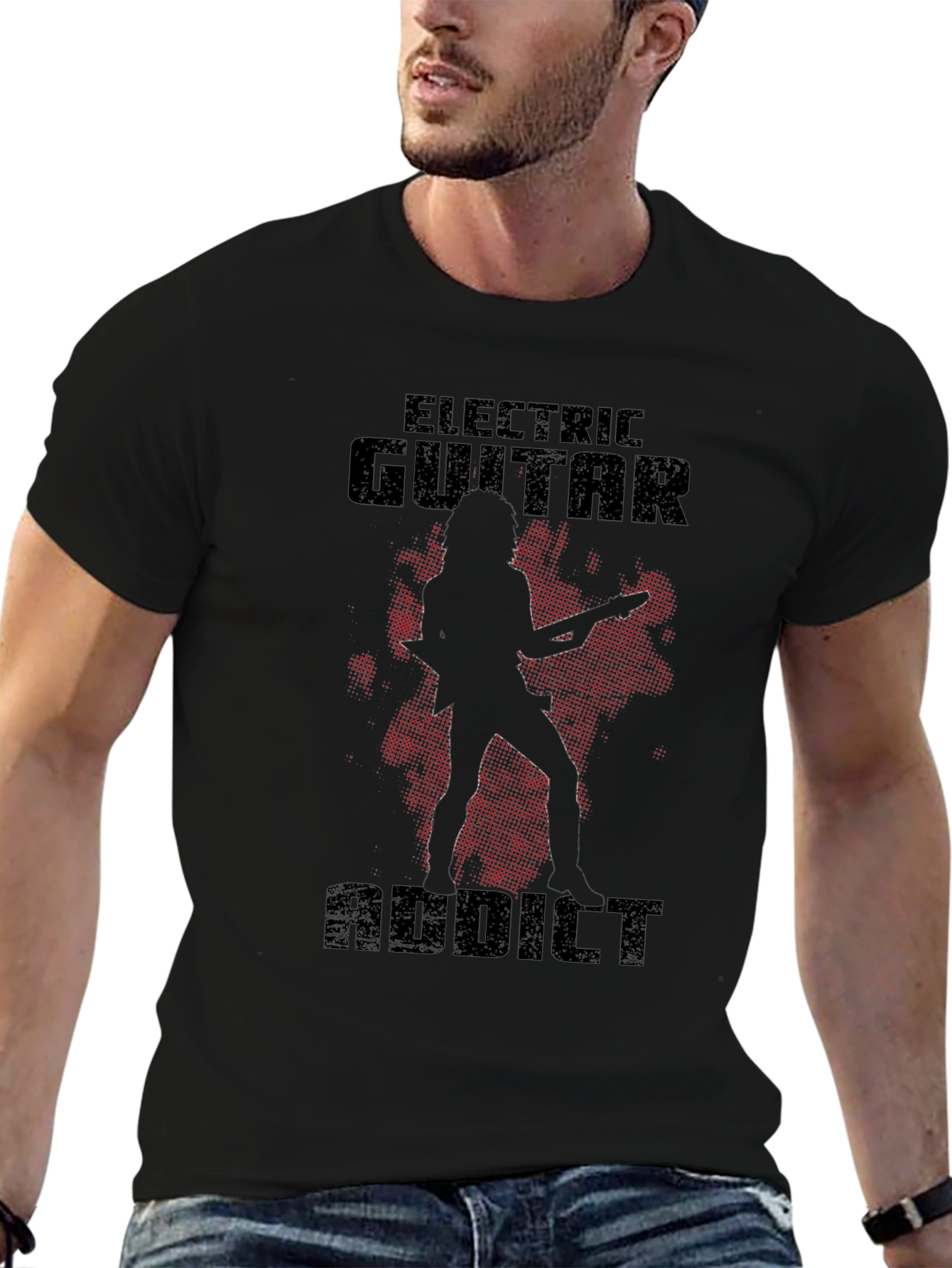 Black Electric Guitar Addict Black T-Shirt Rock Music Lover view 6