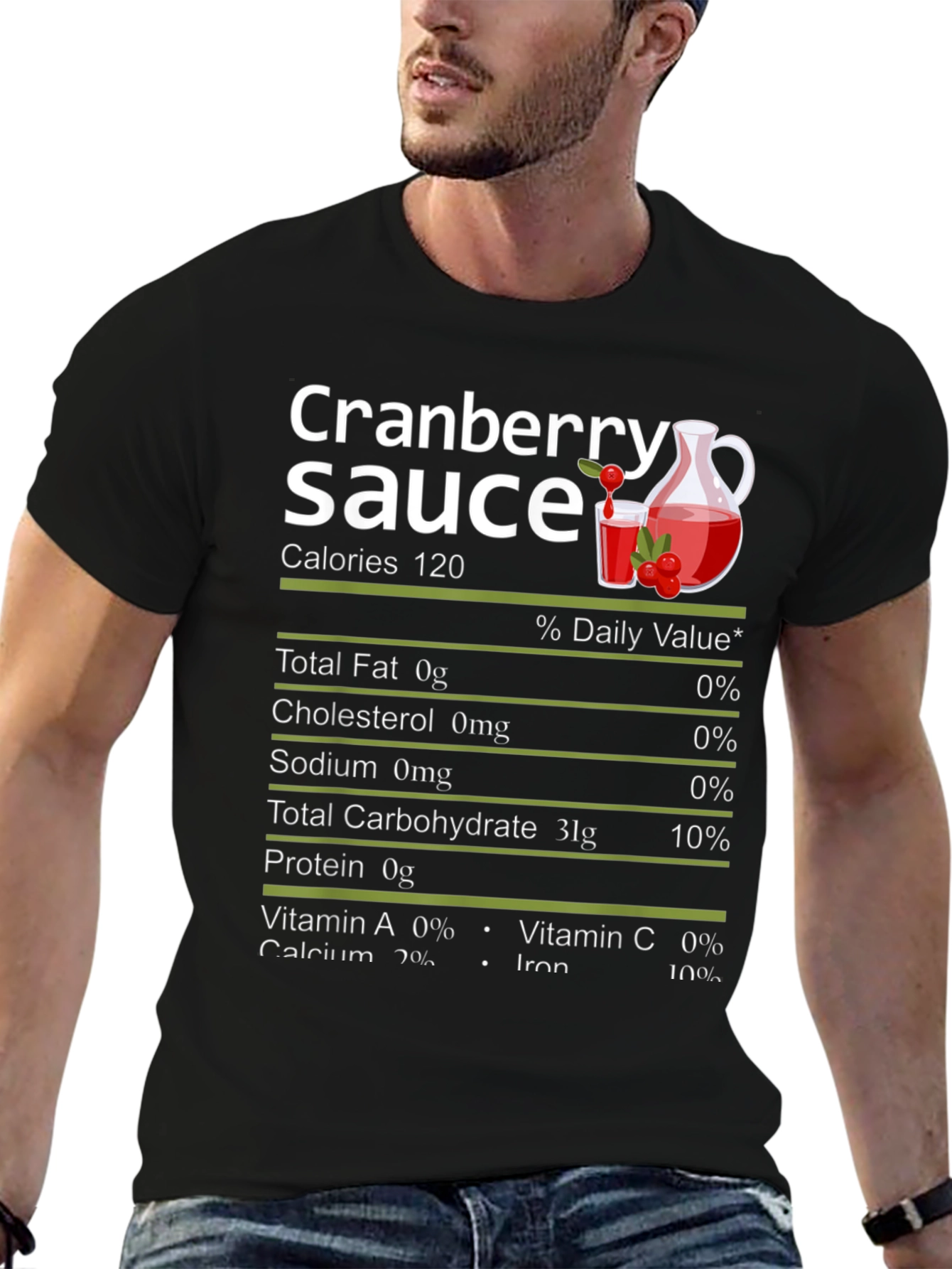 Black Cranberry Sauce Nutrition Facts Graphic Tee view 6