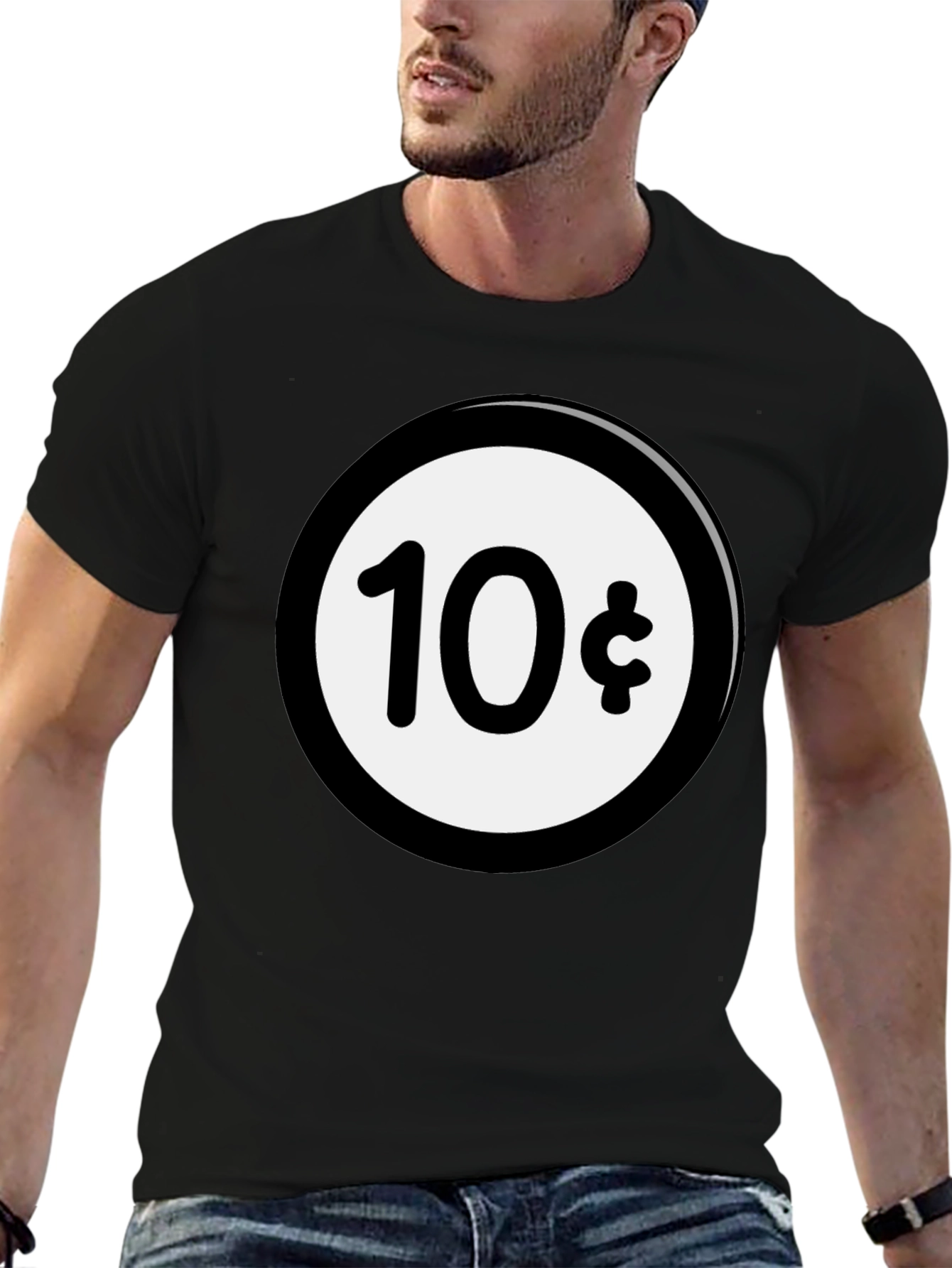 Black Novelty 10 Cent T-Shirt - Black Graphic Tee view 6