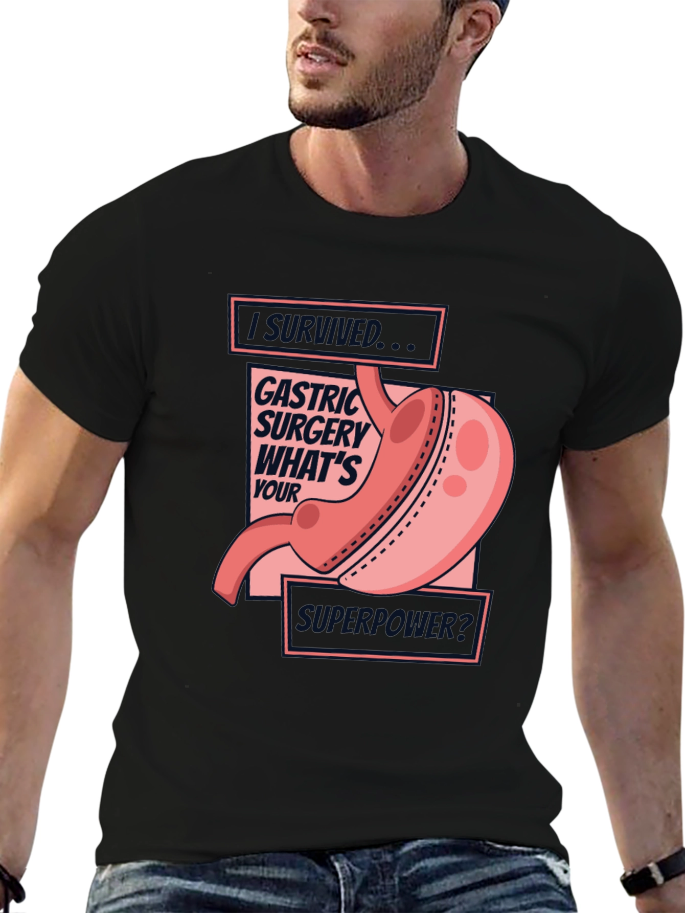 Black Gastric Surgery Survivor Tee - What's Your Superpower? view 6
