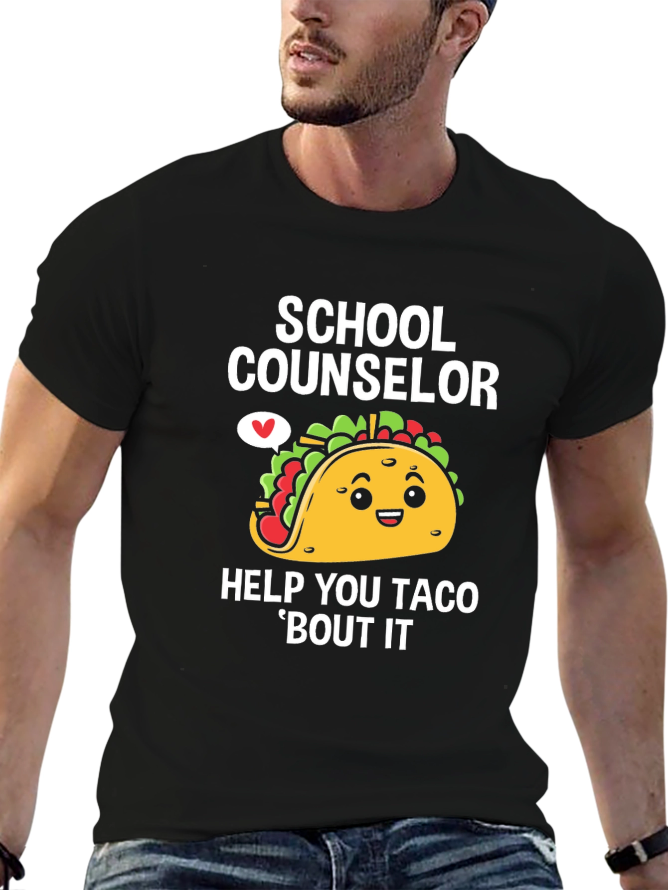 Black School Counselor Taco 'Bout It T-Shirt view 6