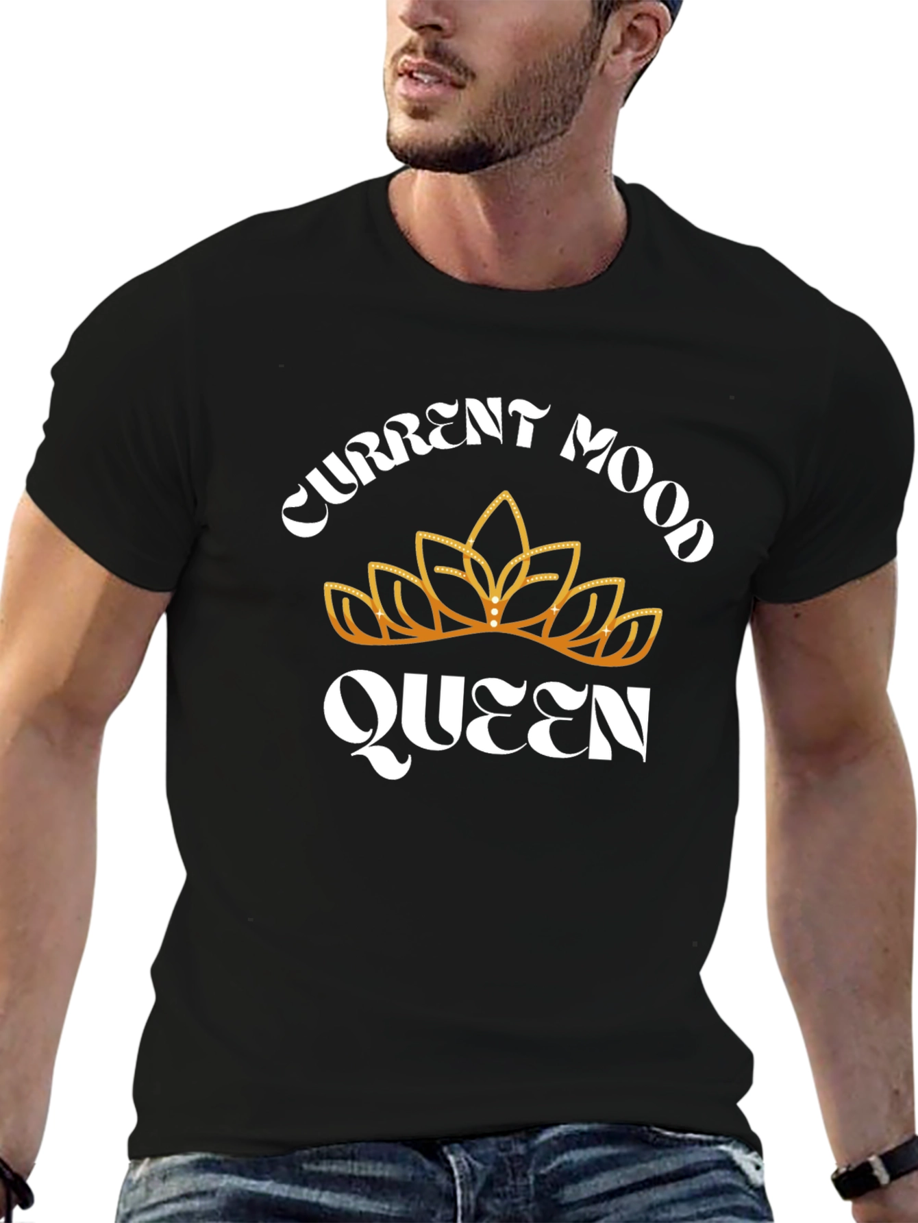 Black Current Mood Queen Black Graphic T-Shirt view 6