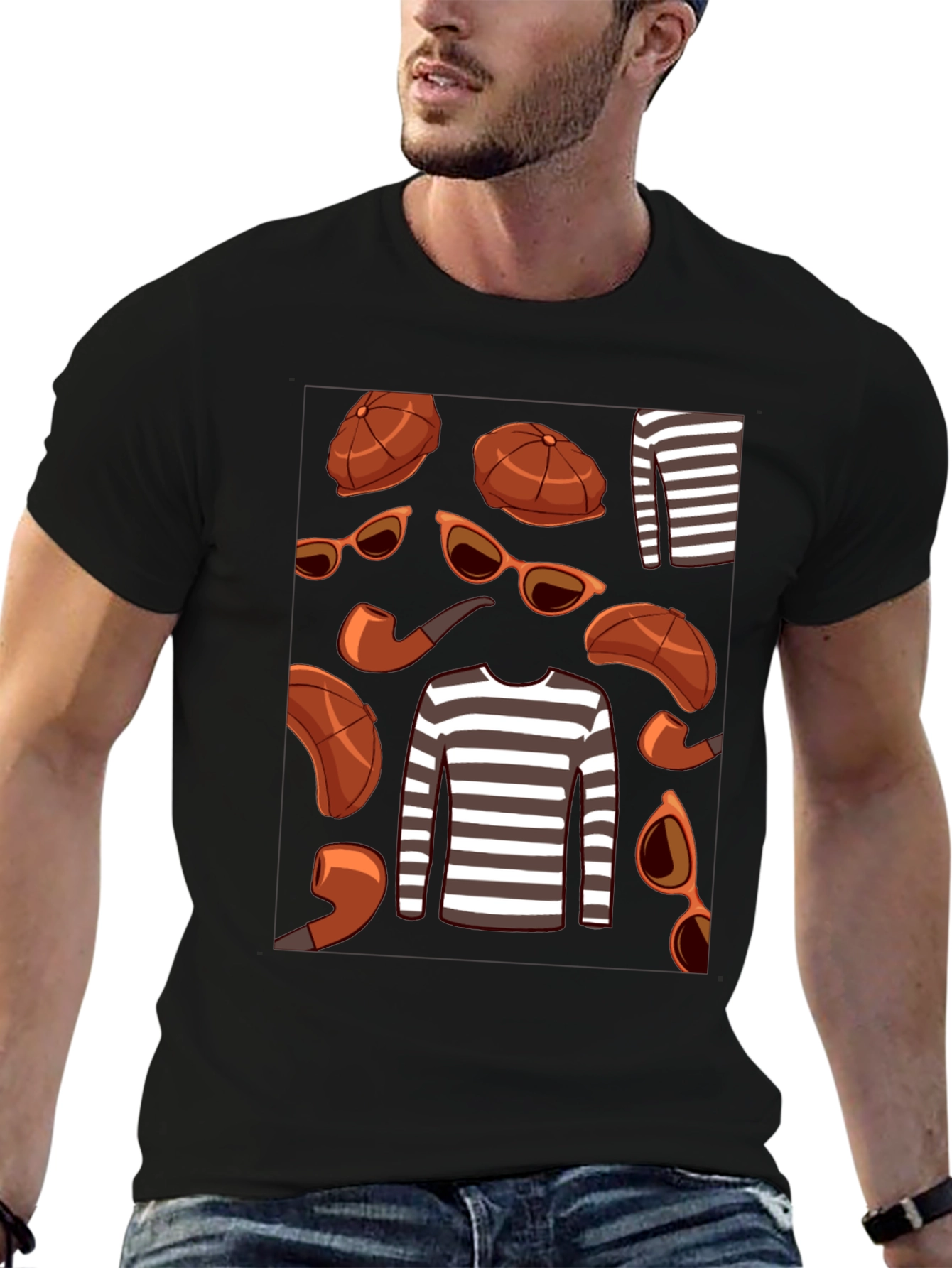 Black Detective Style Graphic T-Shirt view 6