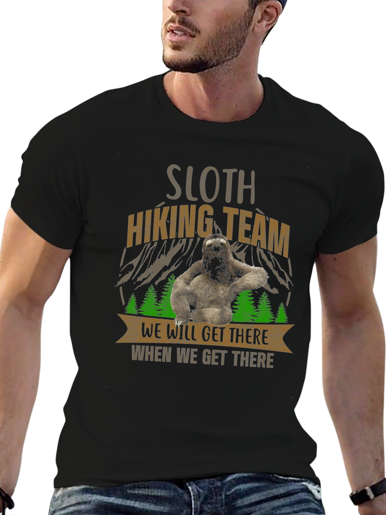 Black Sloth Hiking Team Tee - Funny Adventure Shirt view 6