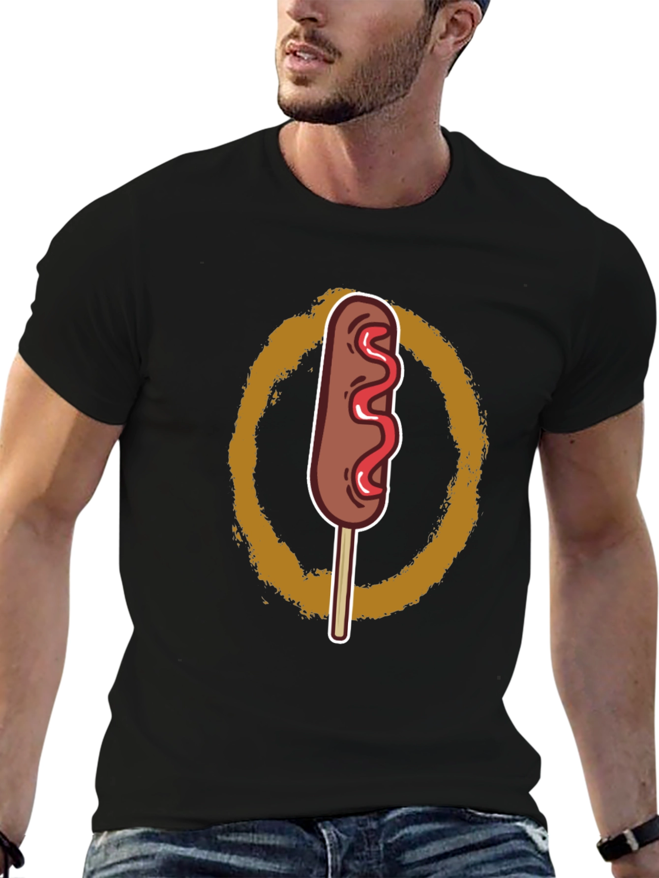Black Corn Dog Graphic Tee - Fun Novelty T-Shirt view 6