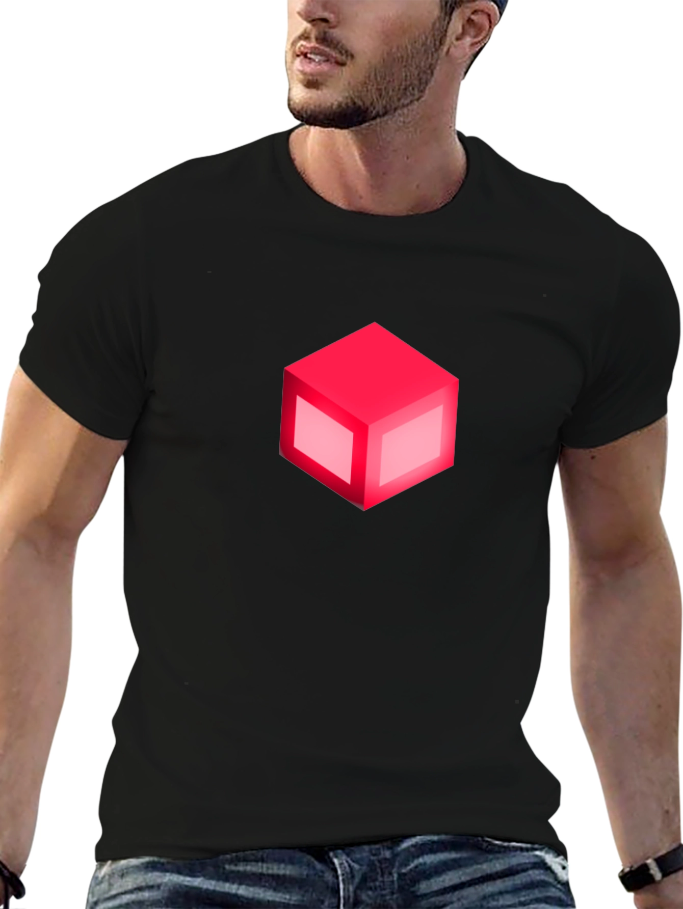 Black Isometric Cube Graphic Tee - Cool & Modern view 6