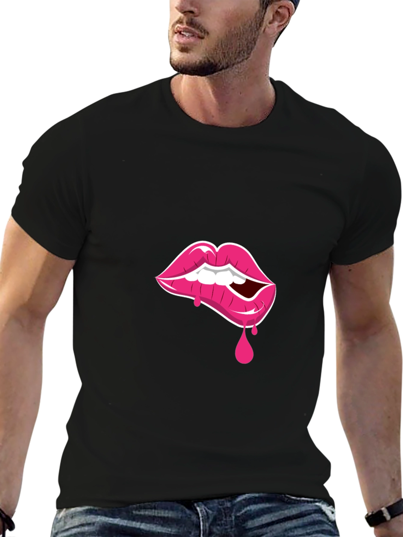 Black Lip Bite Graphic Tee - Black T-Shirt view 6