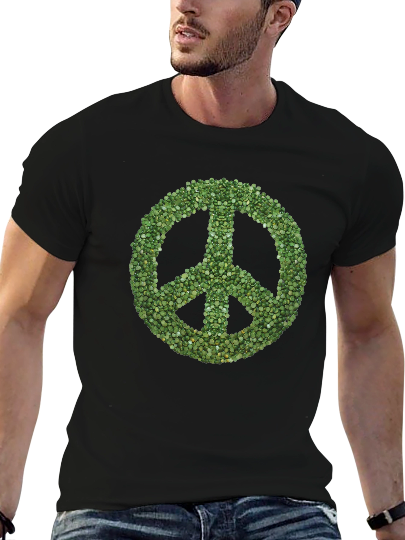 Black Peace Sign T-Shirt - Green Seeds view 6