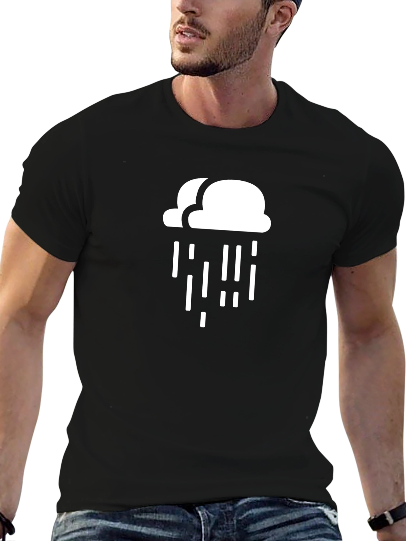 Black Rainy Day Cloud Graphic T-Shirt - Black view 6