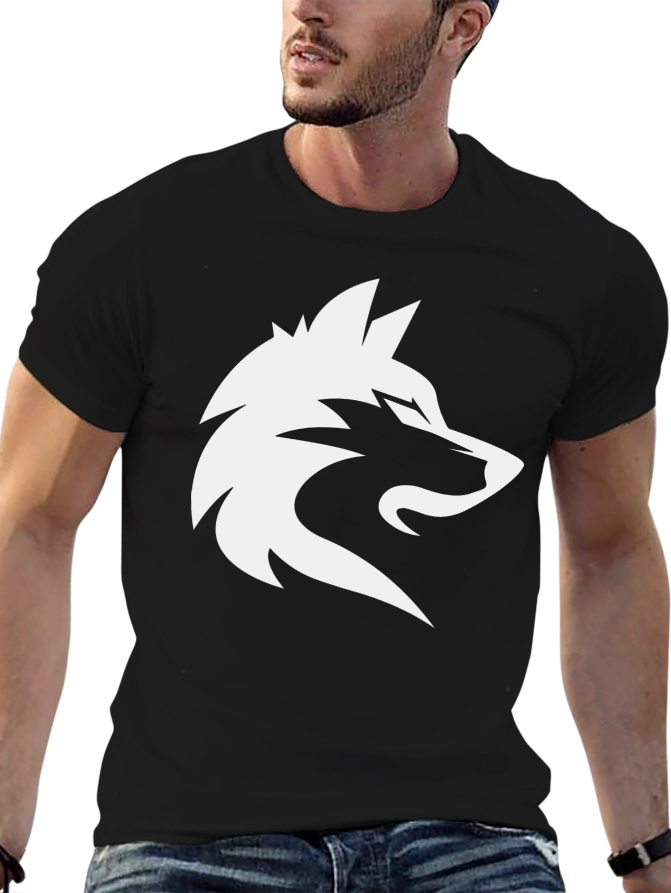 Black Black Wolf Logo T-Shirt - Men's Graphic Tee view 6