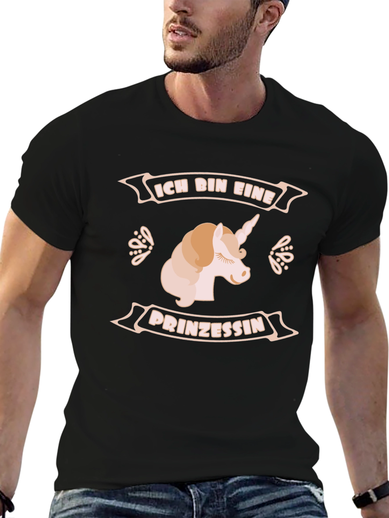 Black Ich Bin Eine Prinzessin Unicorn T-Shirt view 6
