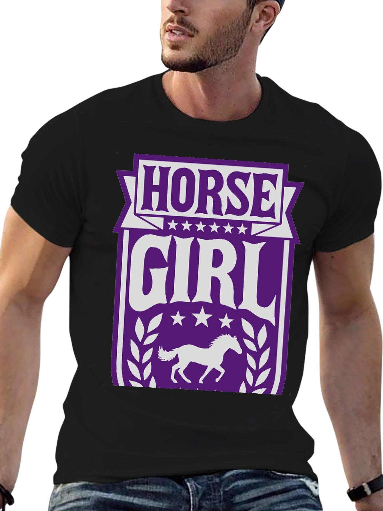 Black Horse Girl Graphic Tee - Equestrian T-Shirt view 6