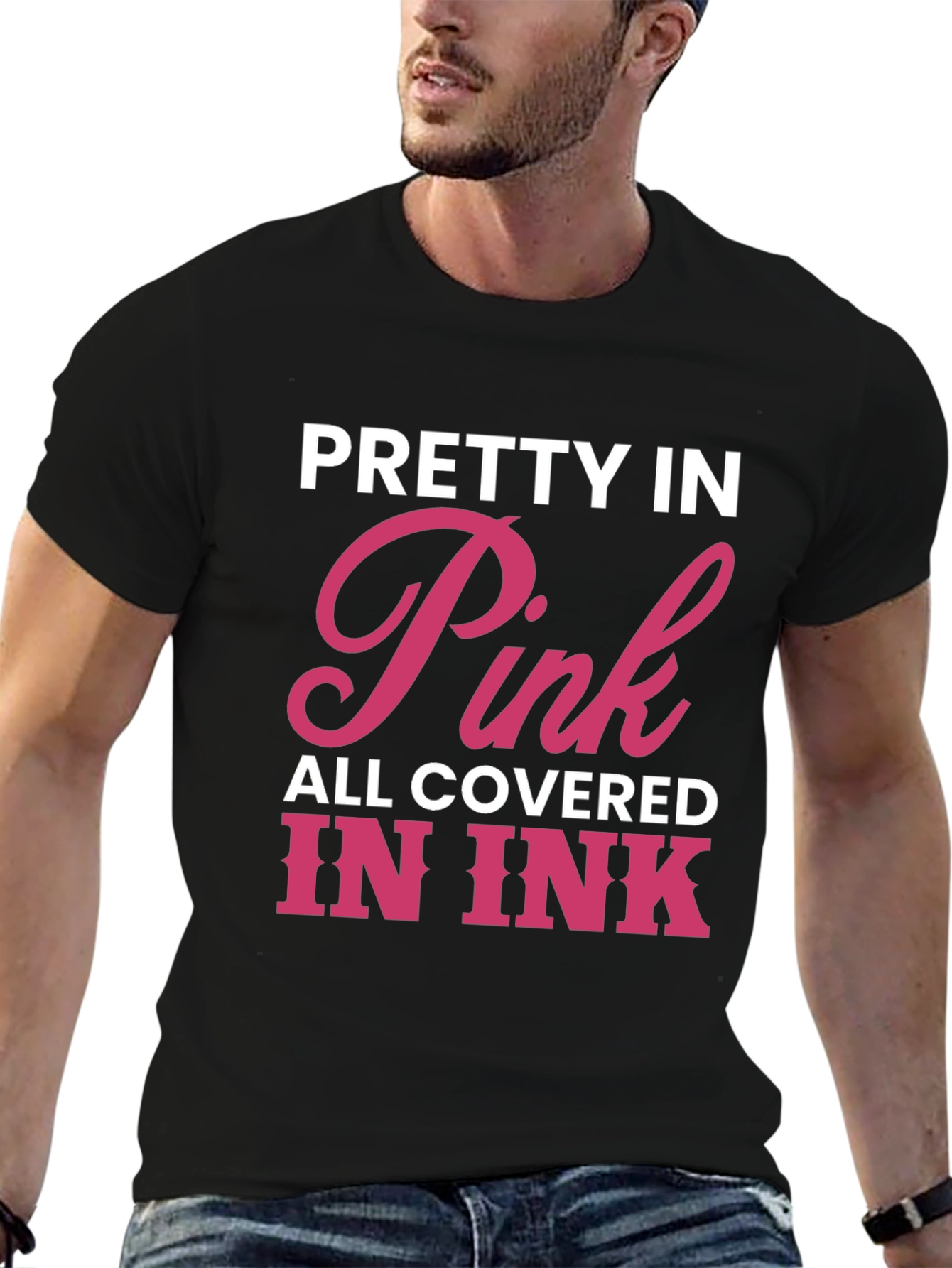 Black Pretty In Pink Tattoo Lover Tee view 6