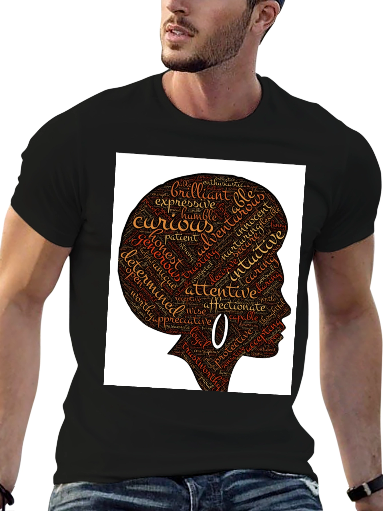 Black Empowered Woman Word Art T-Shirt view 6