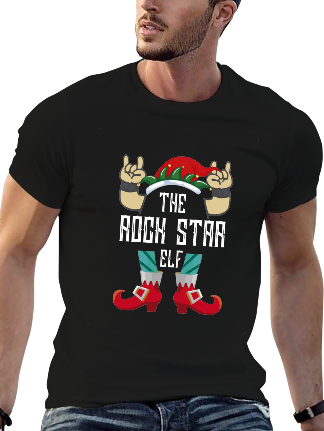 Black Rock Star Elf Graphic Tee view 6