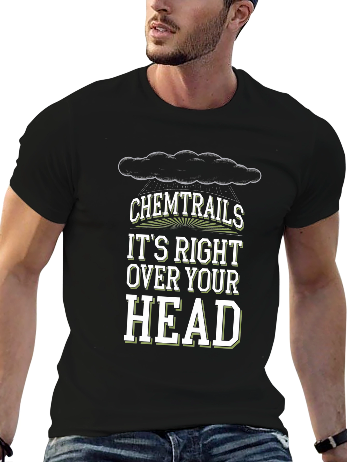 Black Chemtrails Conspiracy Theory T-Shirt view 6