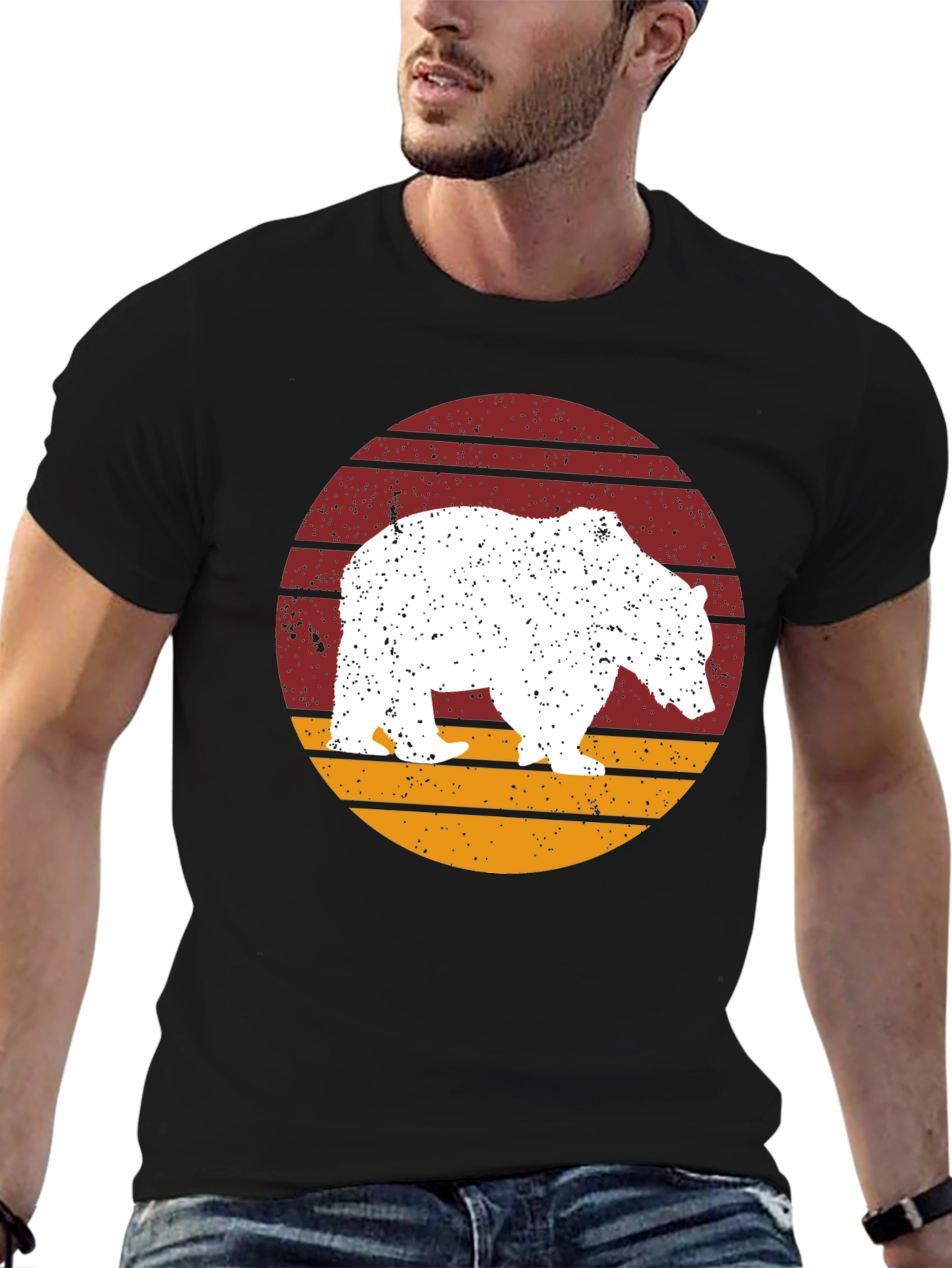 Black Retro Bear Graphic T-Shirt - Vintage Style view 6