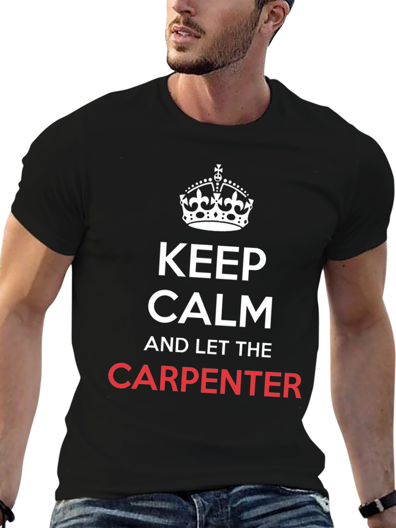 Black Keep Calm and Let The Carpenter T-Shirt view 6