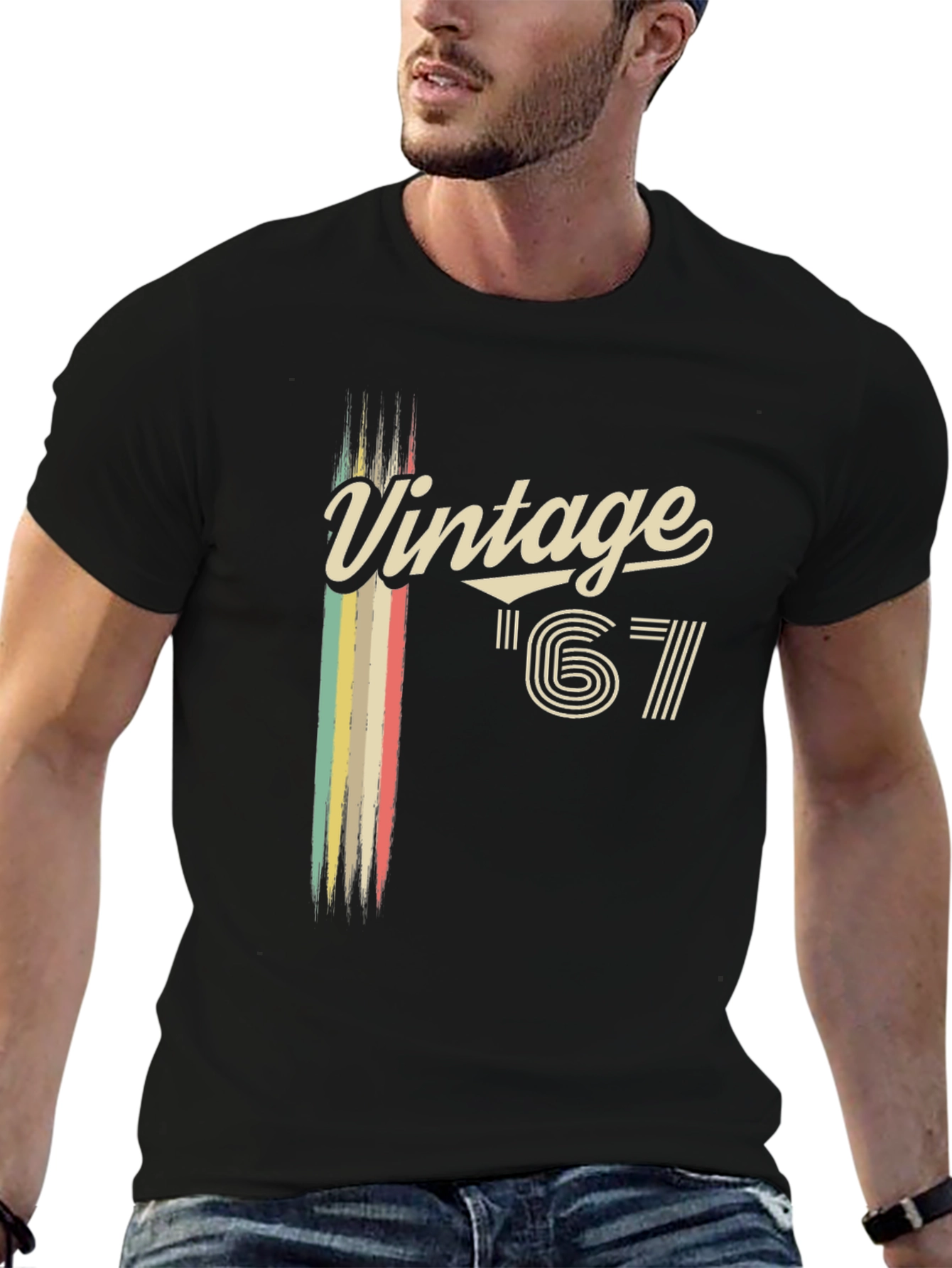 Black Vintage '67 Retro Graphic Tee - Classic Style view 6