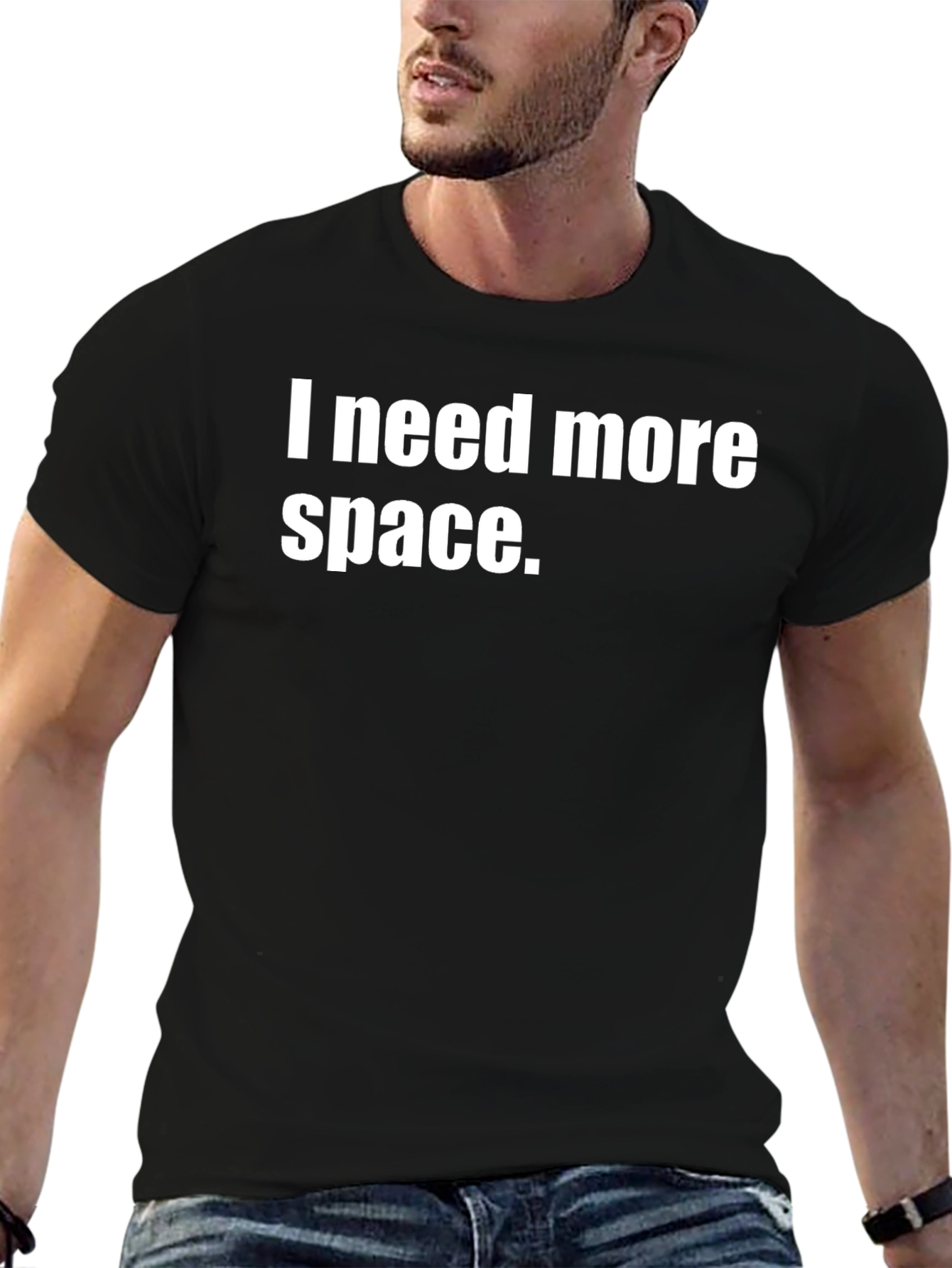 Black I Need More Space T-Shirt - Funny Graphic Tee view 6