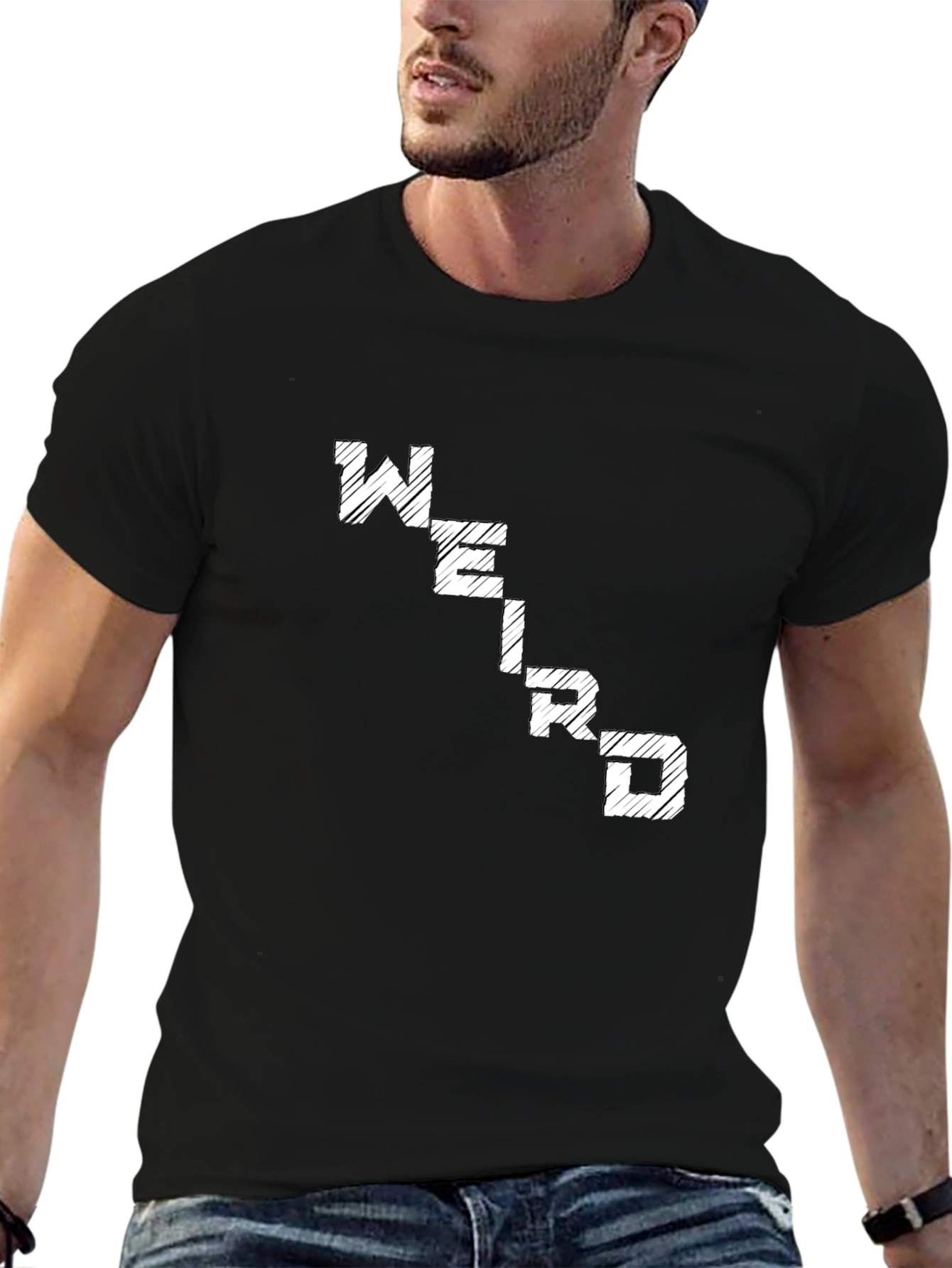 Black Weird Graphic Tee - Comfortable Black Cotton T-Shirt view 6