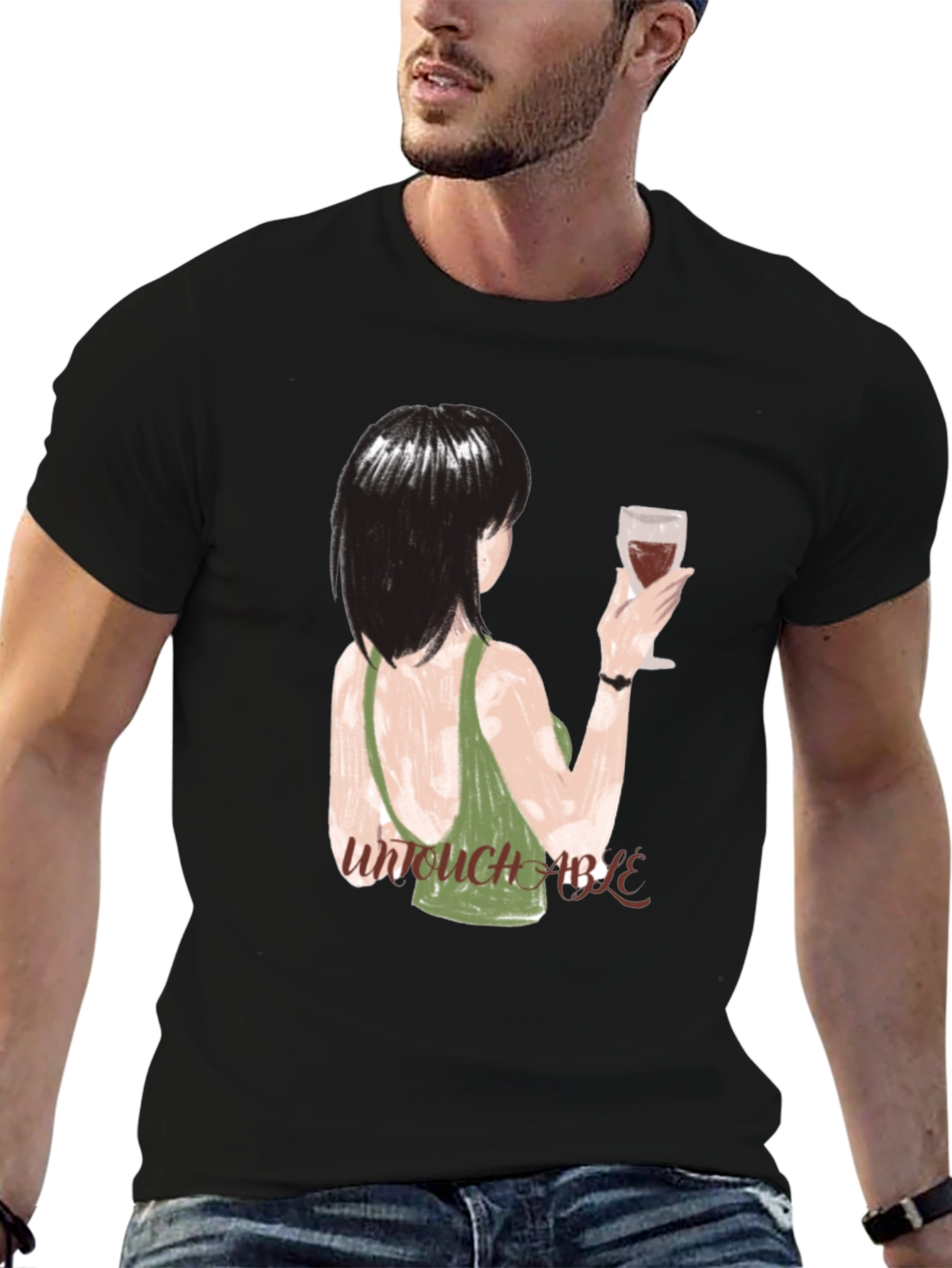 Black Untouchable Graphic Tee - Artistic Women's Design view 6