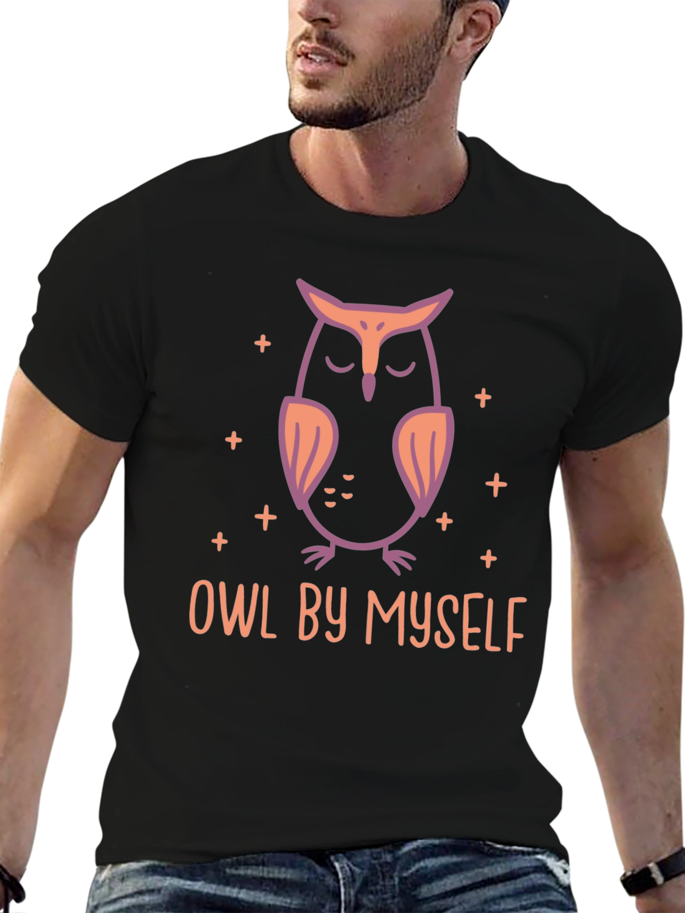 Black Owl By Myself Graphic Tee - Relaxed Style view 6