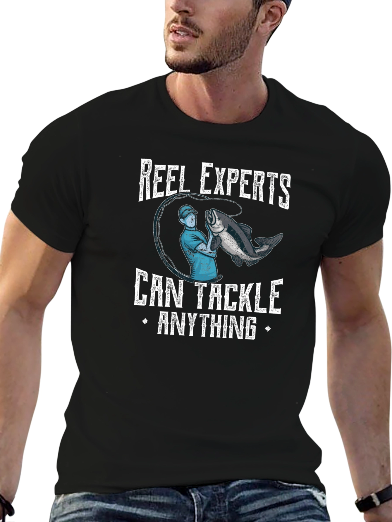 Black Reel Experts Fishing Graphic T-Shirt view 6