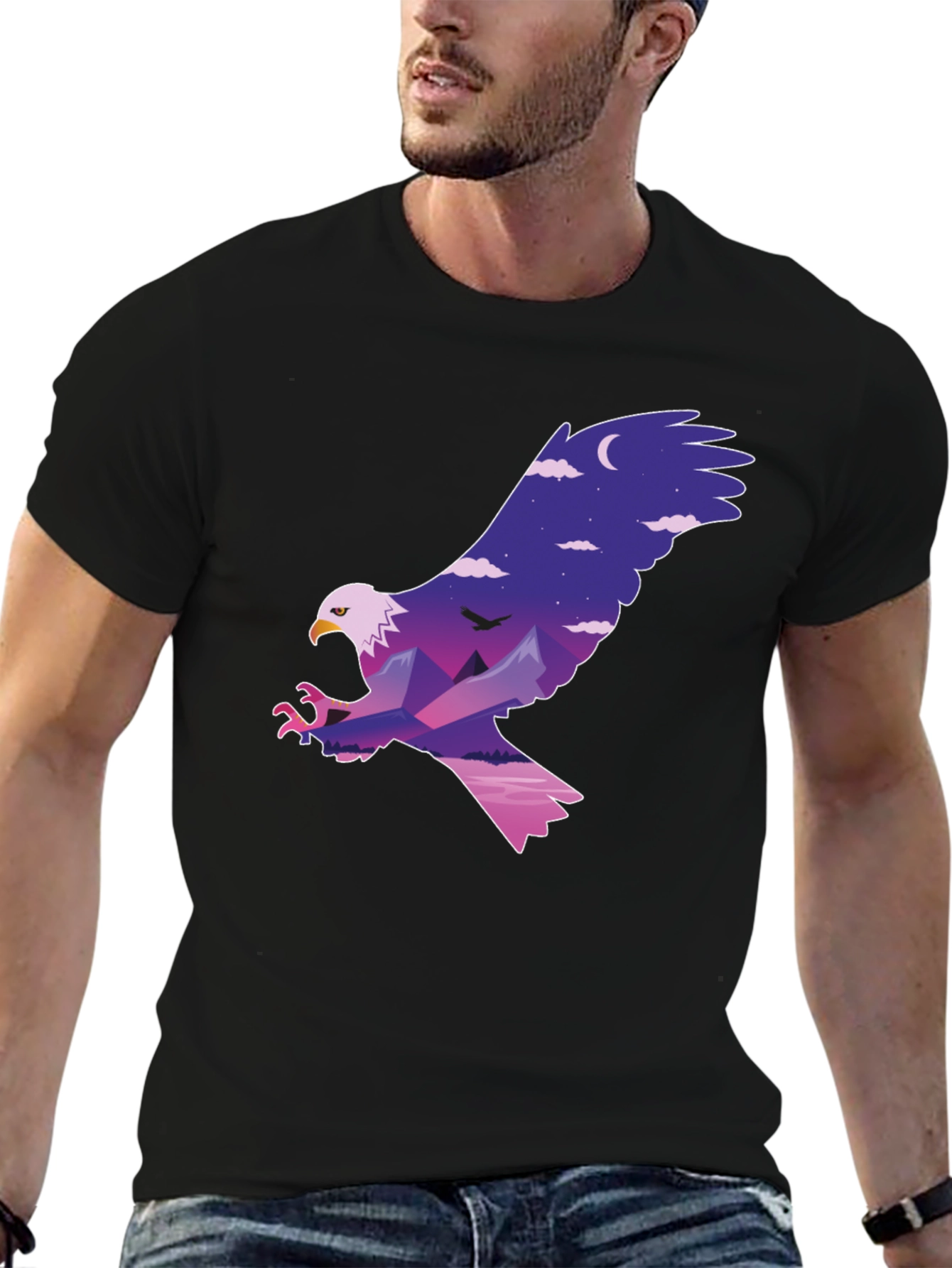 Black Eagle Mountainscape Graphic T-Shirt view 6
