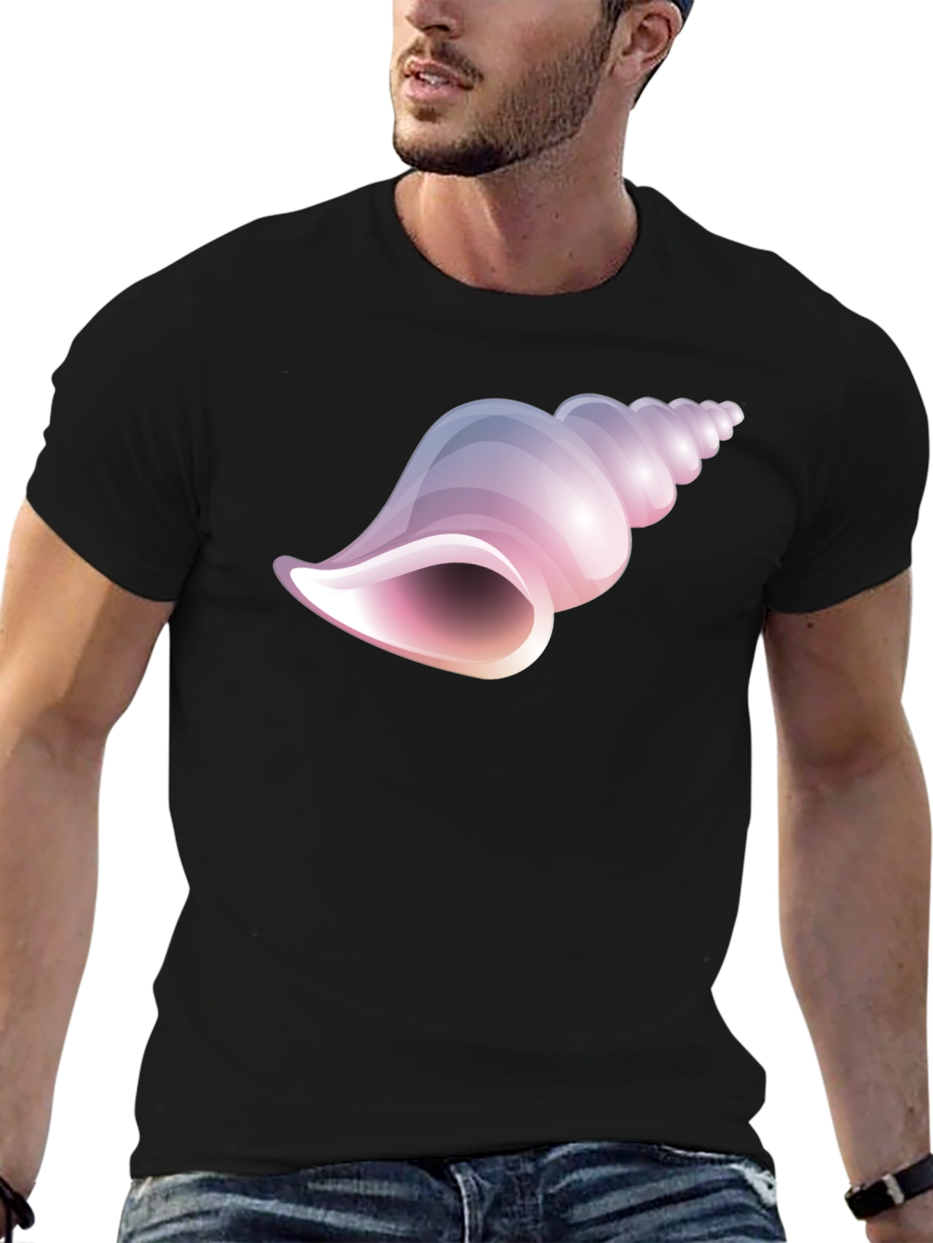 Black Shell Graphic Tee - Casual Black T-Shirt view 6