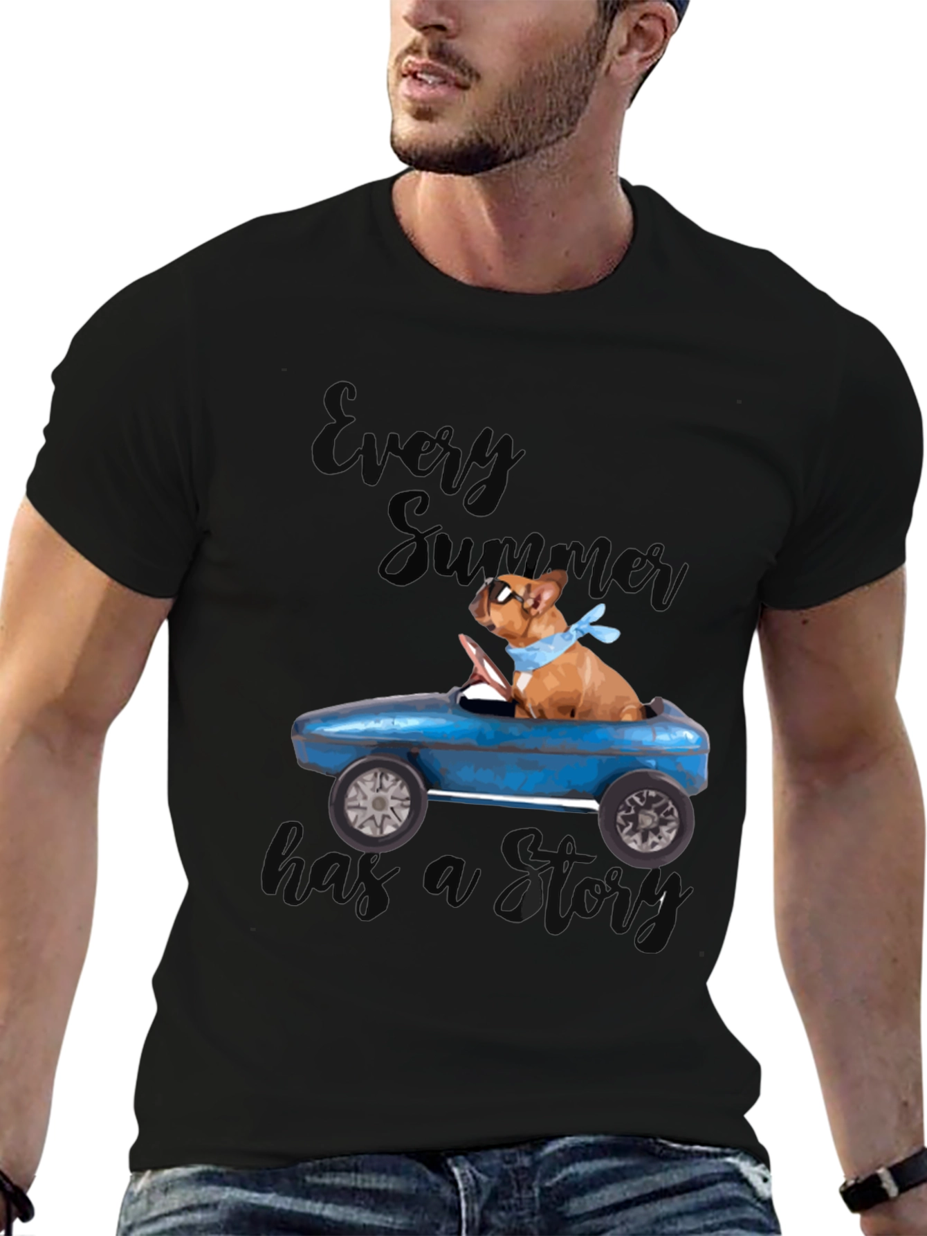 Black Dog Driving Car Graphic T-Shirt view 6