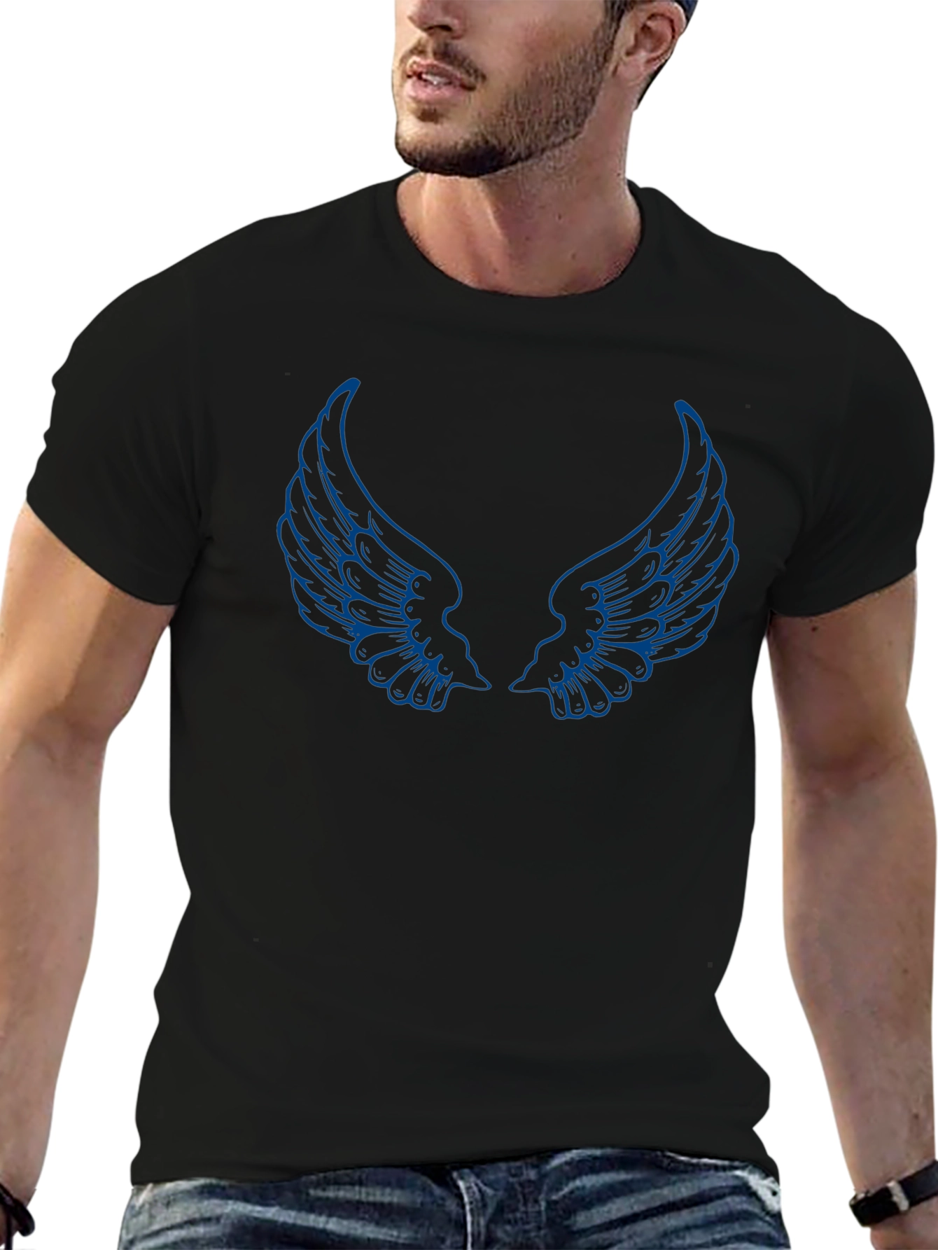 Black Wing Graphic Black T-Shirt view 6