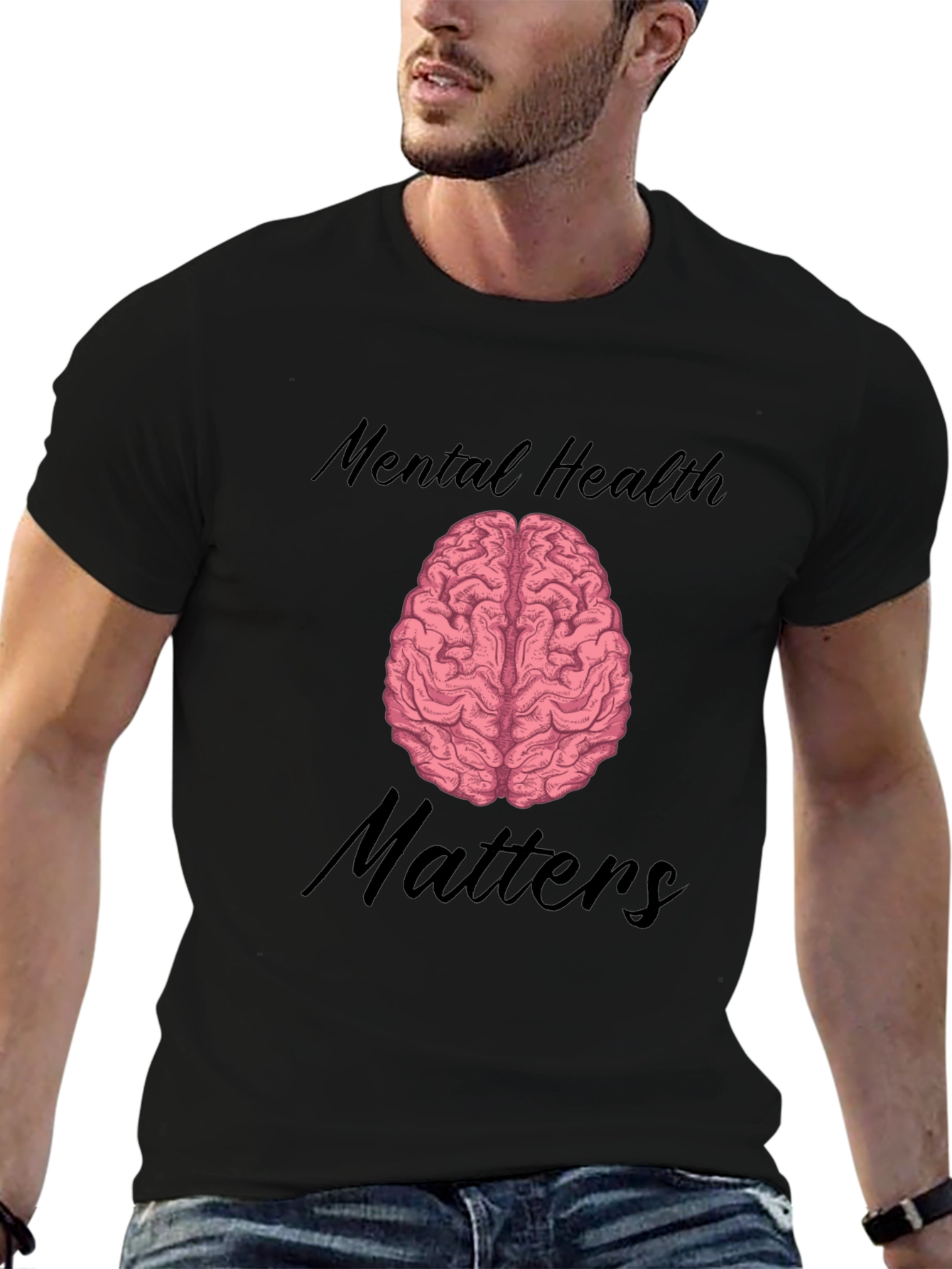 Black Mental Health Matters T-Shirt Brain Graphic view 6