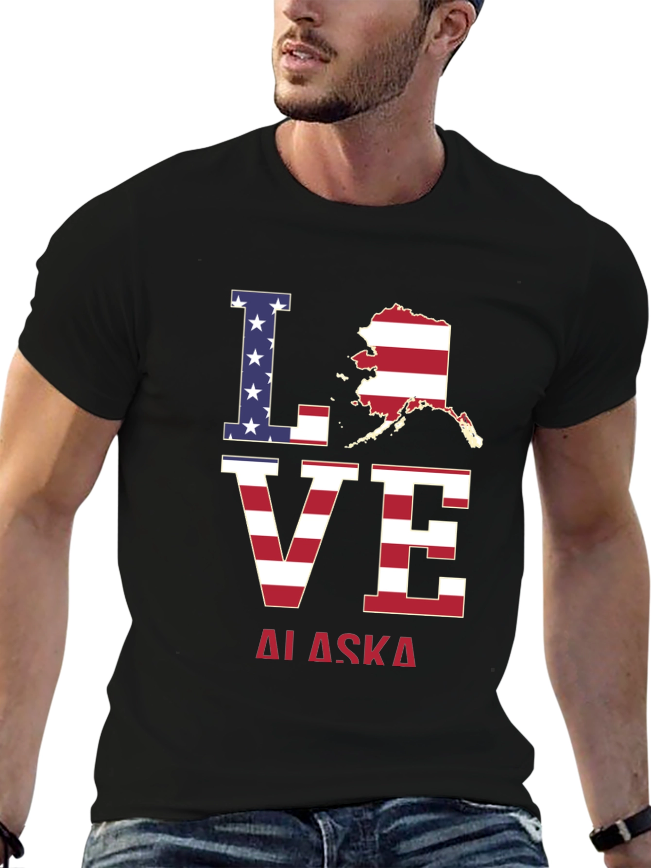 Black Love Alaska Patriotic T-Shirt view 6