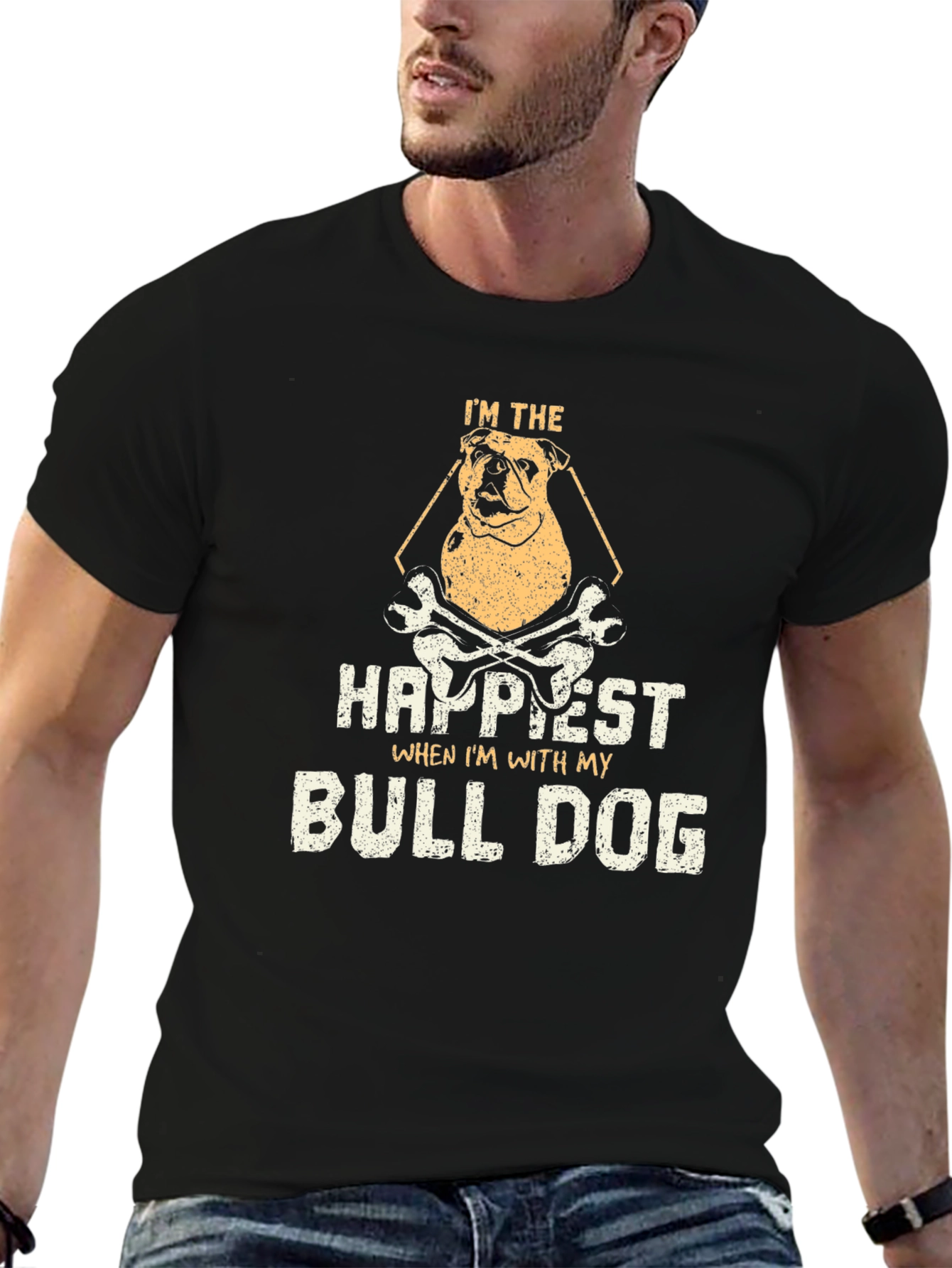 Black Happiest with My Bulldog Graphic T-Shirt view 6