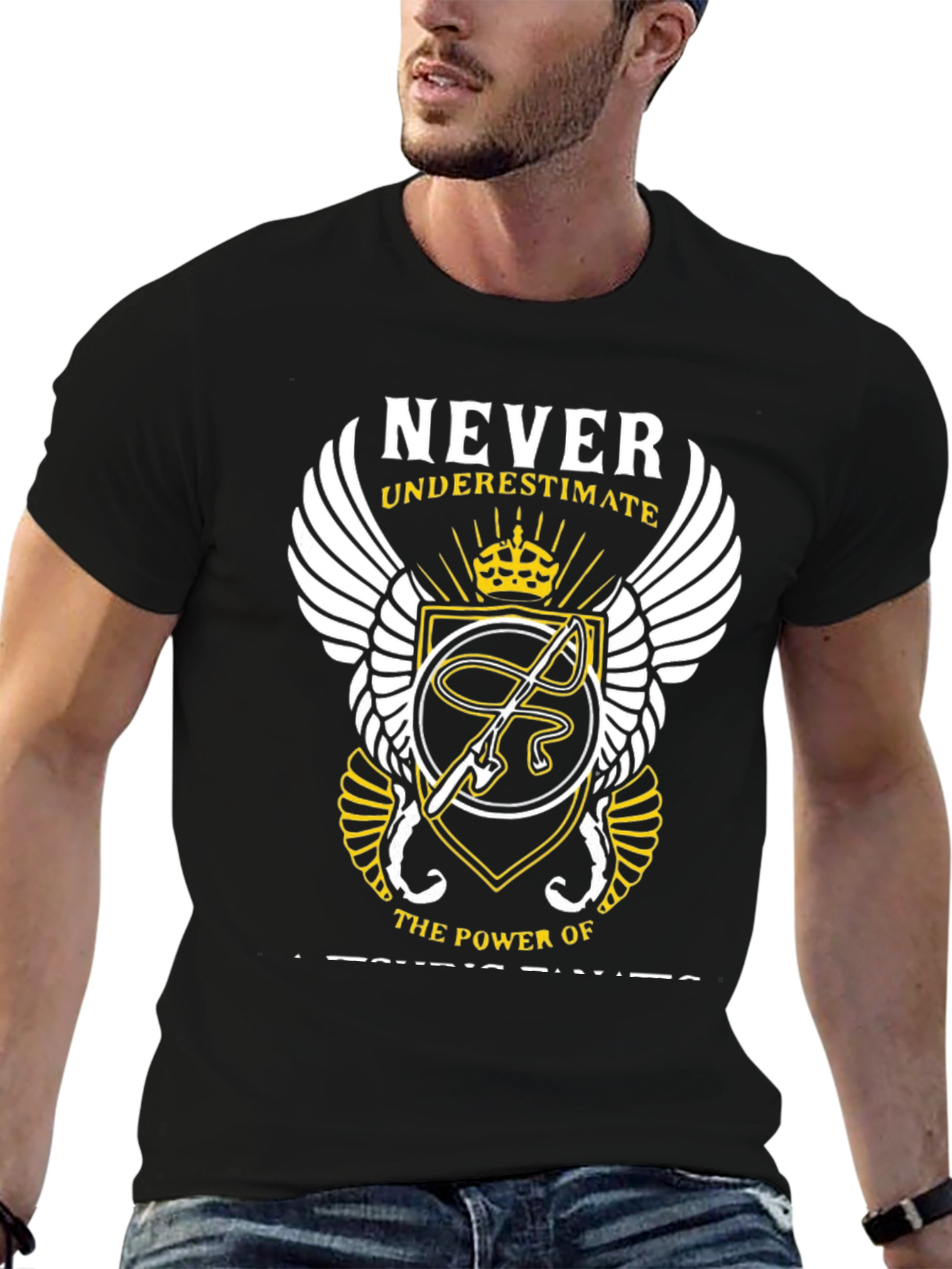 Black Never Underestimate Fishing T-Shirt view 6
