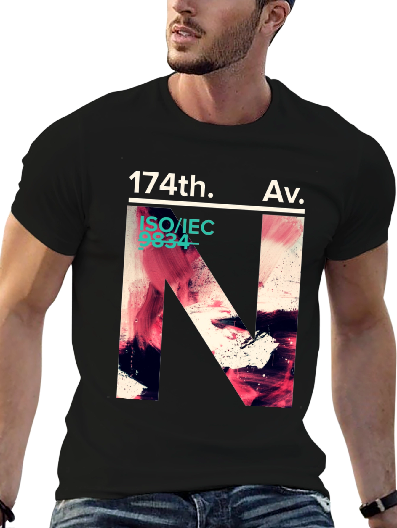 Black 174th Av. Graphic T-Shirt - Modern Artistic Design view 6