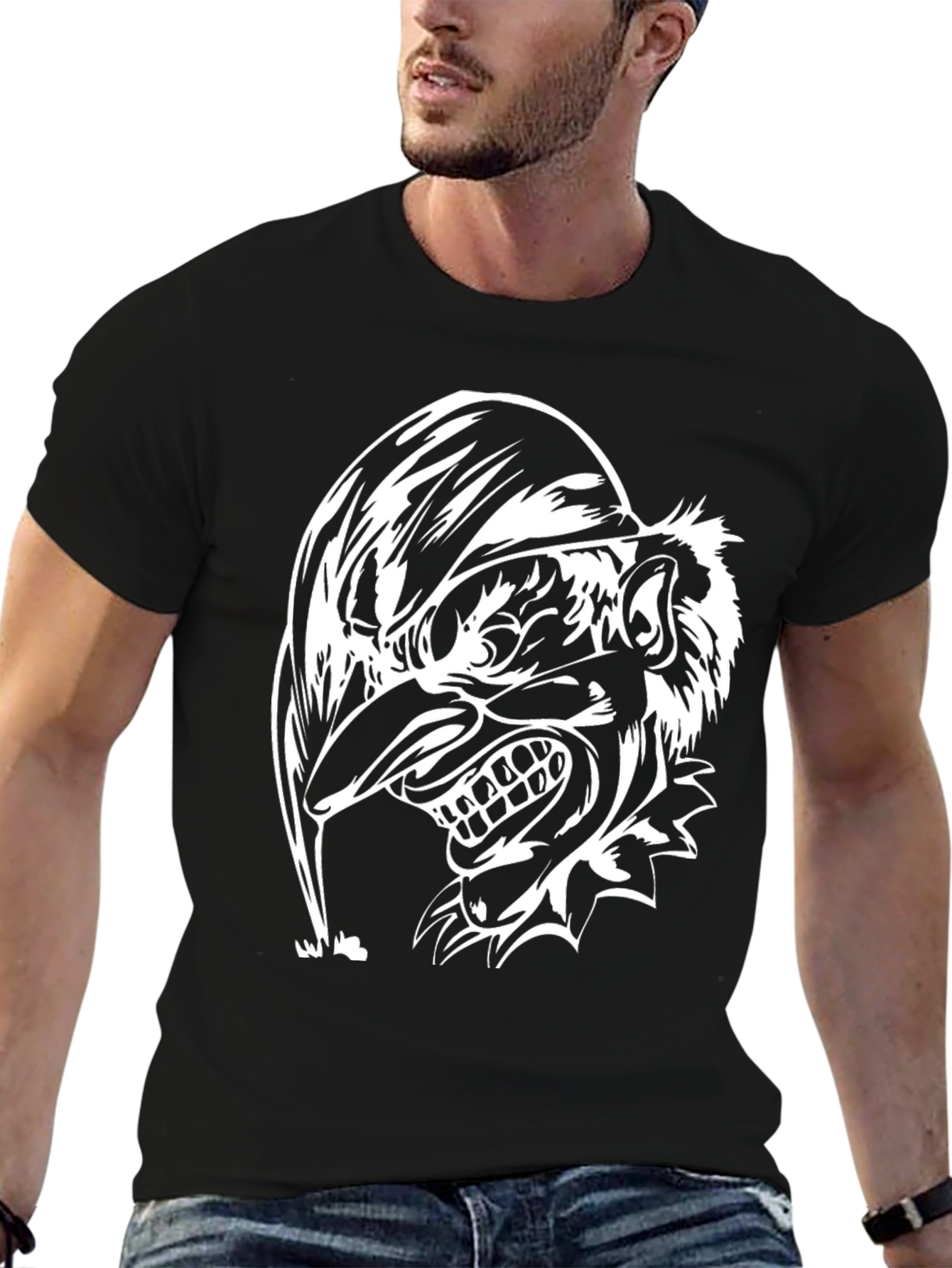 Black Men's Black T-Shirt - Jester Graphic Print view 6