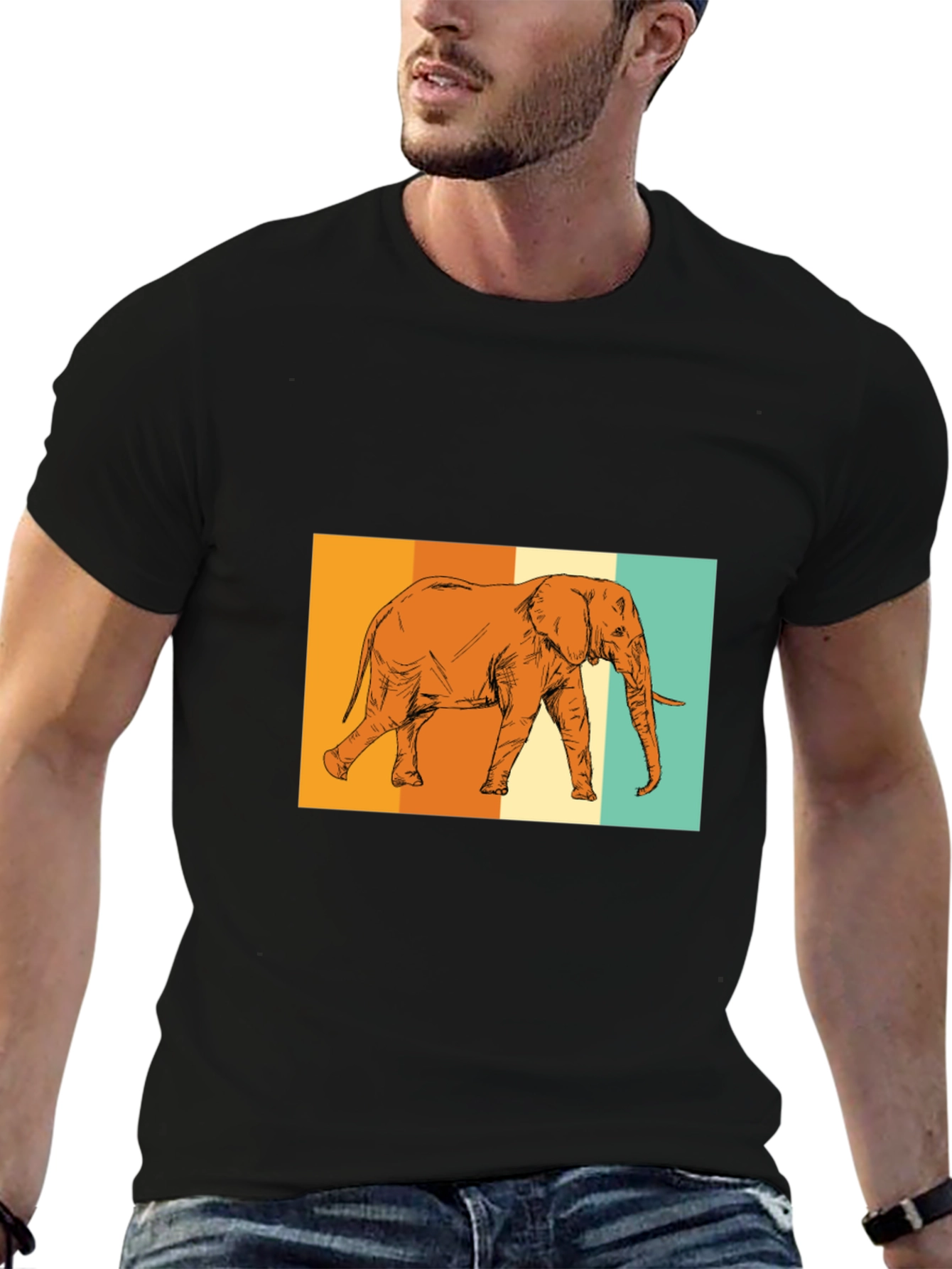 Black Elephant Graphic Tee - Stylish Black T-Shirt view 6