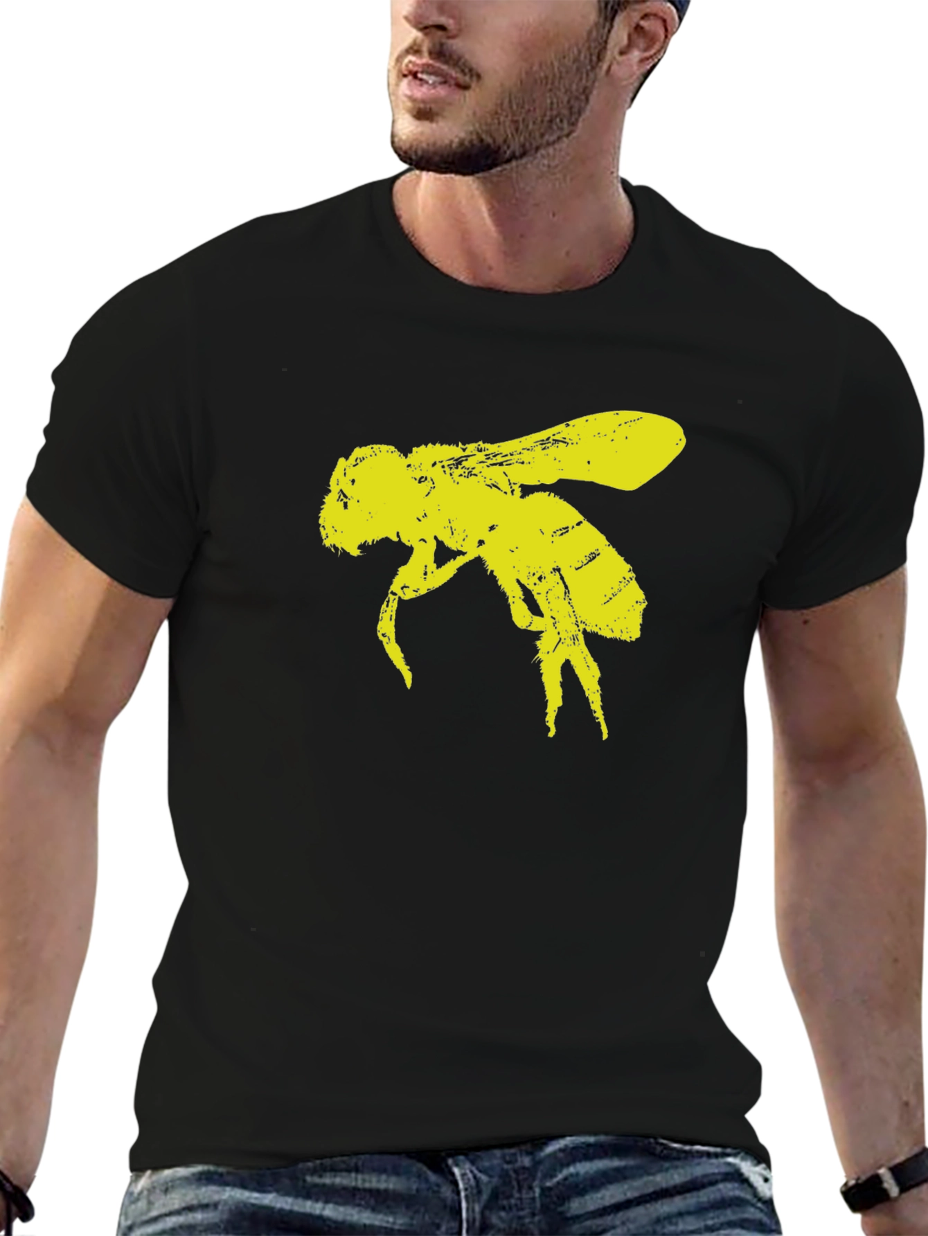 Black Bee Graphic Black T-Shirt - Unisex view 6