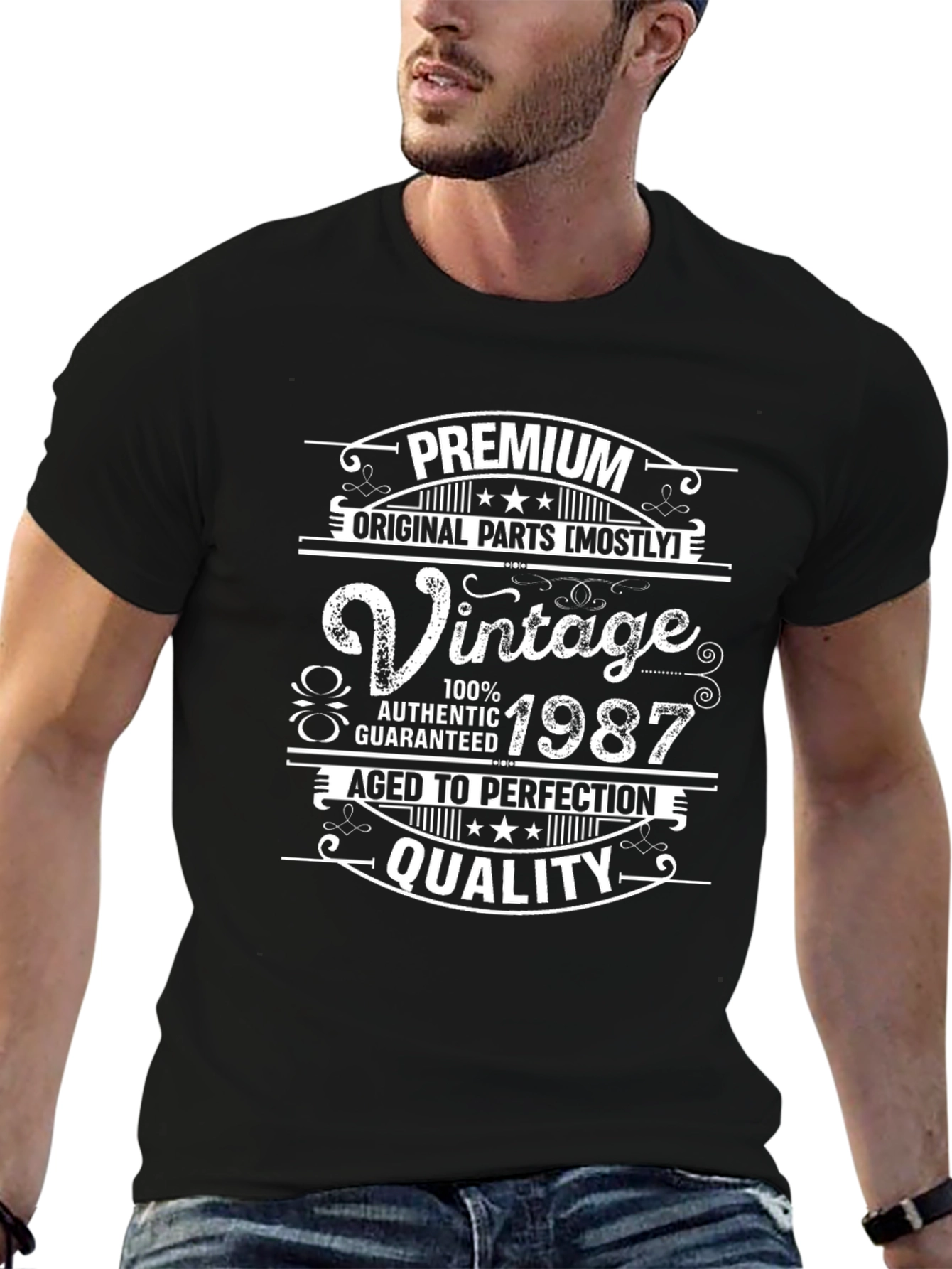 Black Vintage 1987 Premium Quality Graphic Tee view 6