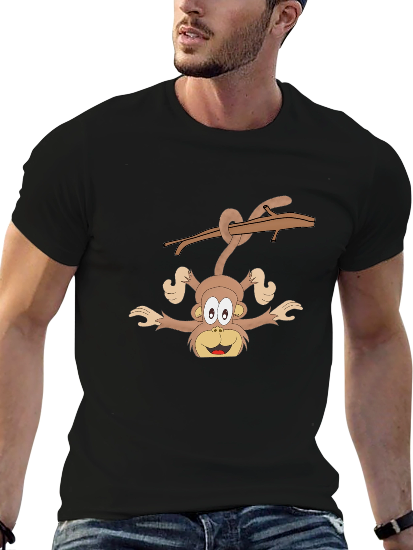 Black Monkey Graphic Black T-Shirt - Fun Cartoon Design view 6