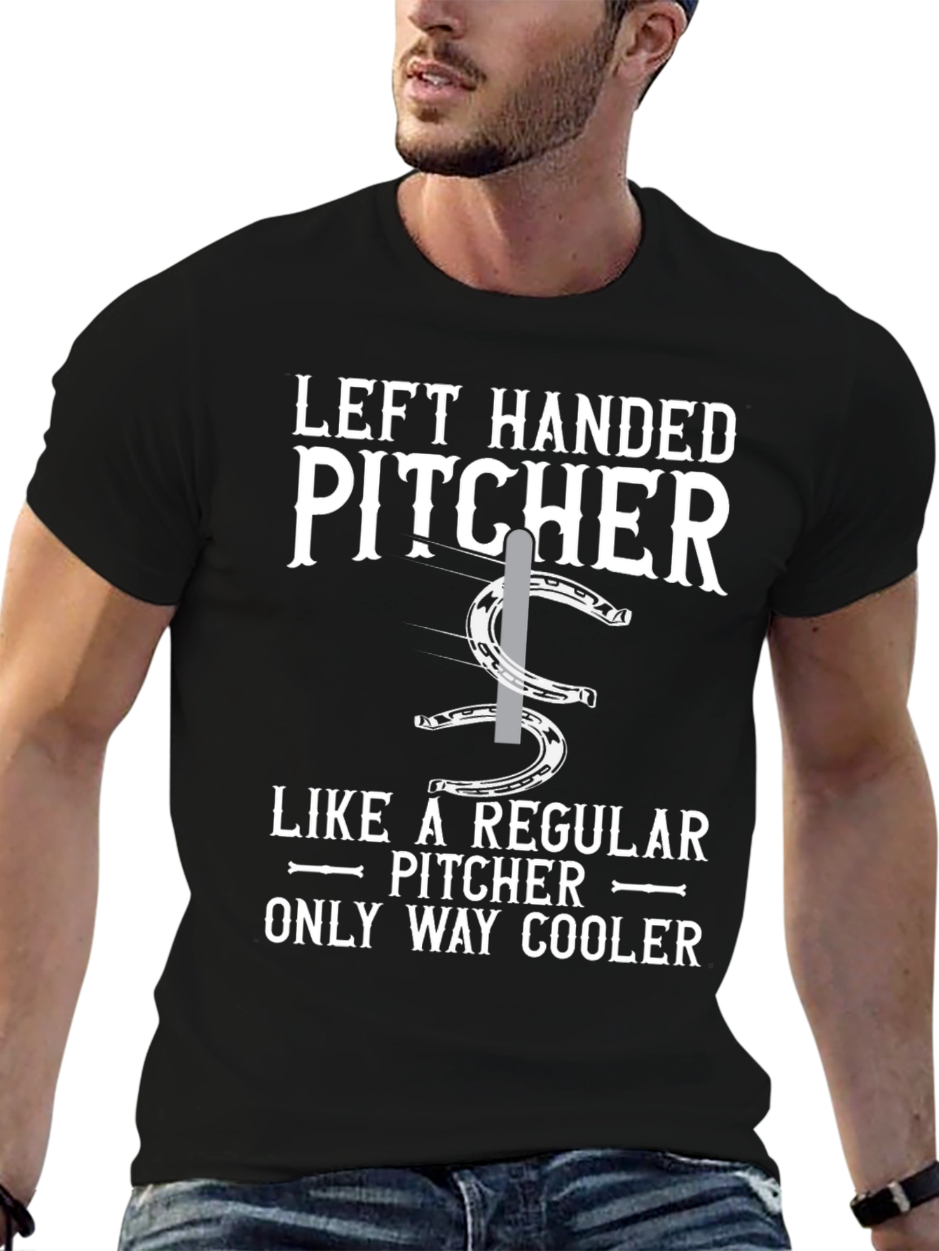 Black Left Handed Pitcher T-Shirt - Baseball Apparel view 6