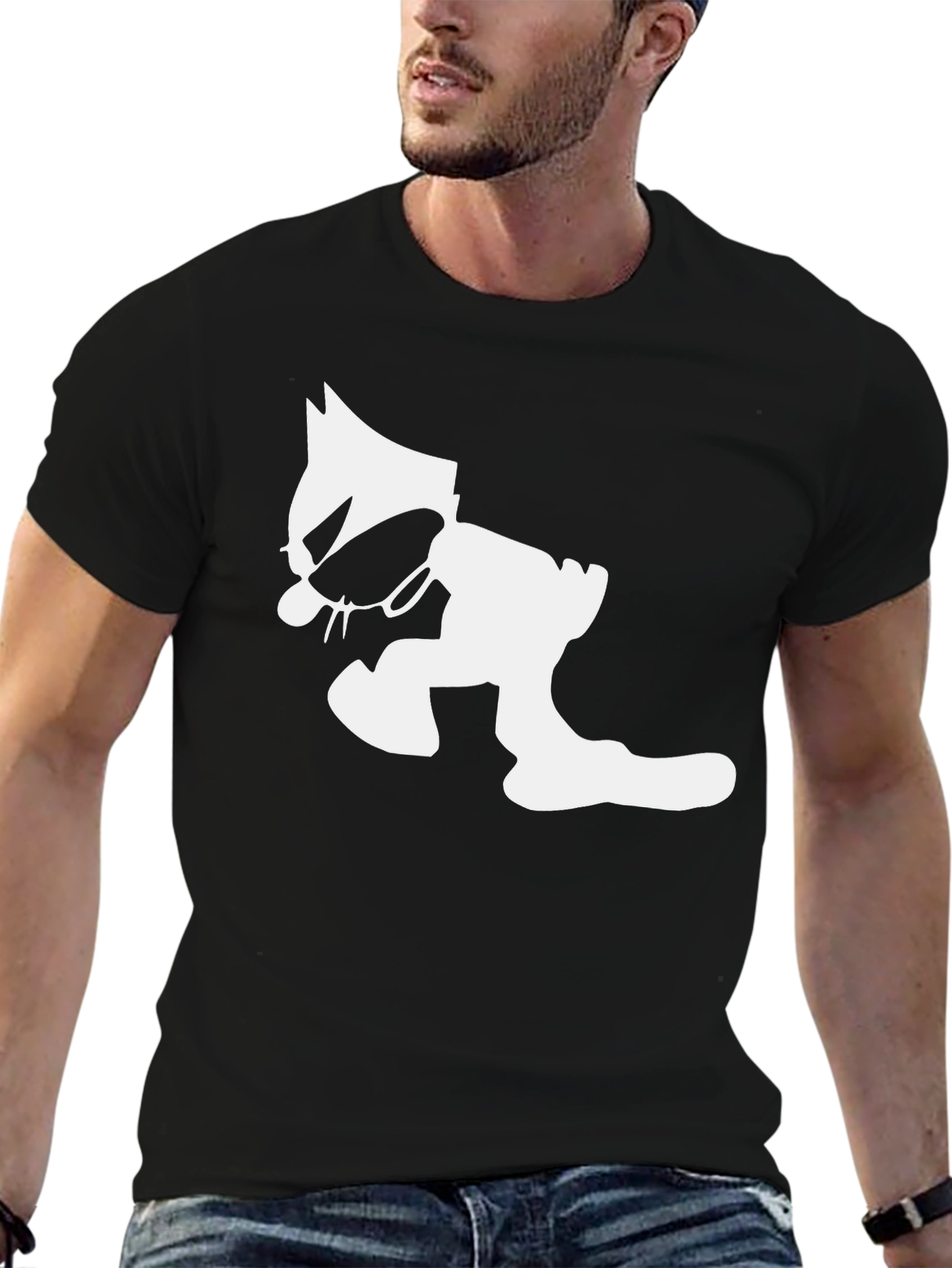 Black Cool Cat Graphic T-Shirt - Black view 6