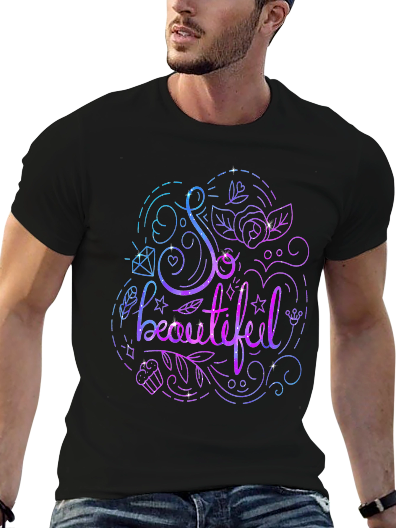 Black So Beautiful Graphic Print Black T-Shirt view 6