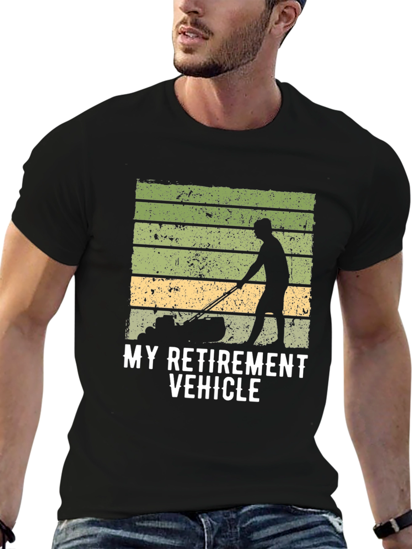 Black My Retirement Vehicle T-Shirt - Lawn Mower view 6