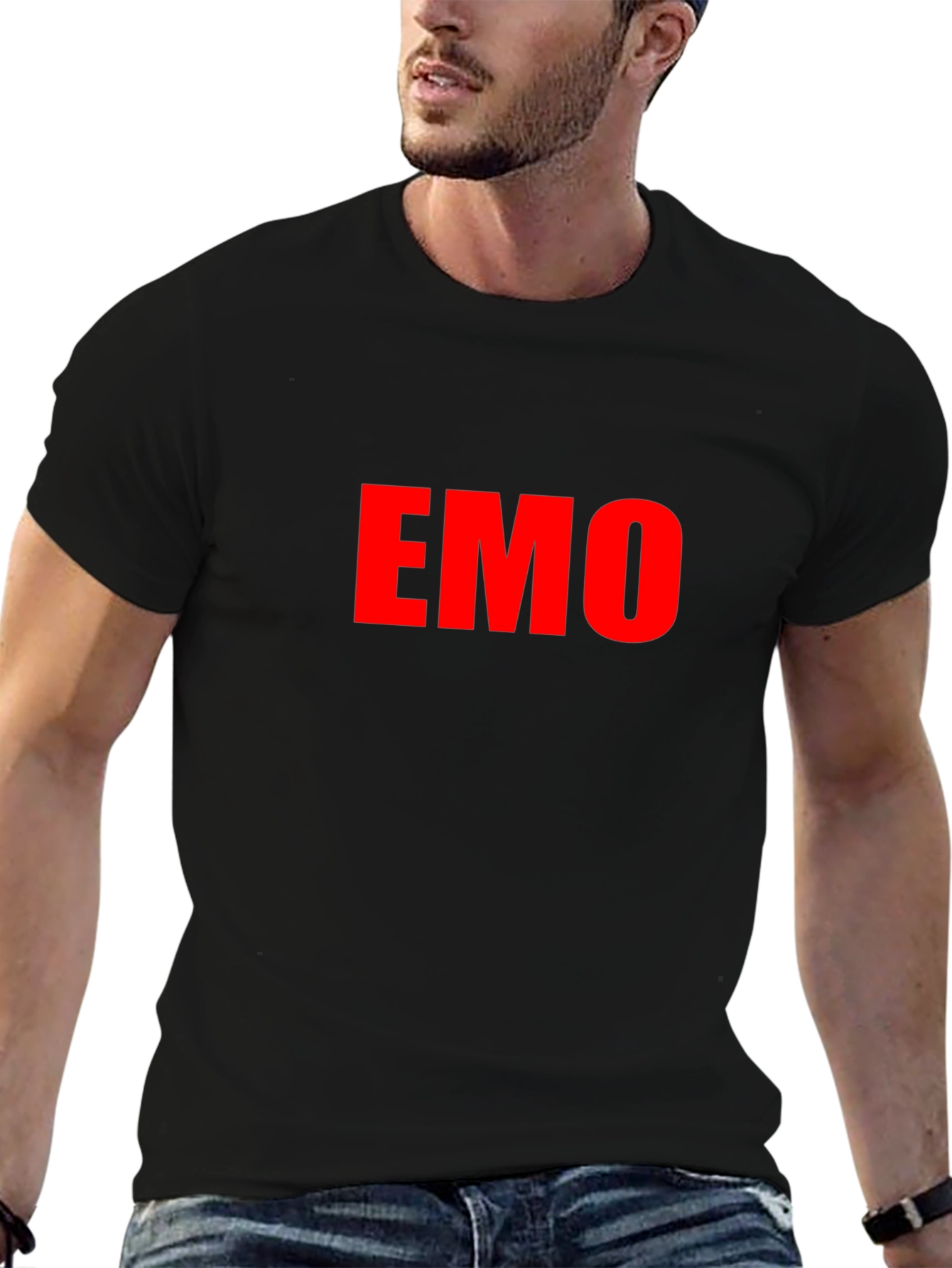 Black Emo Tee - Red Lettering Black T-Shirt view 6